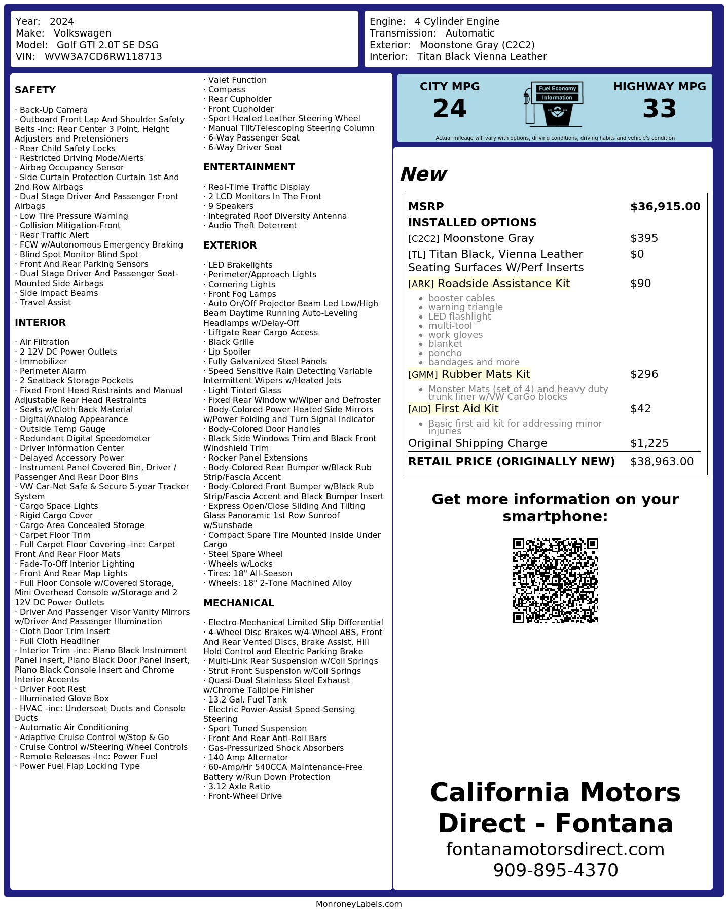 Monroney Label