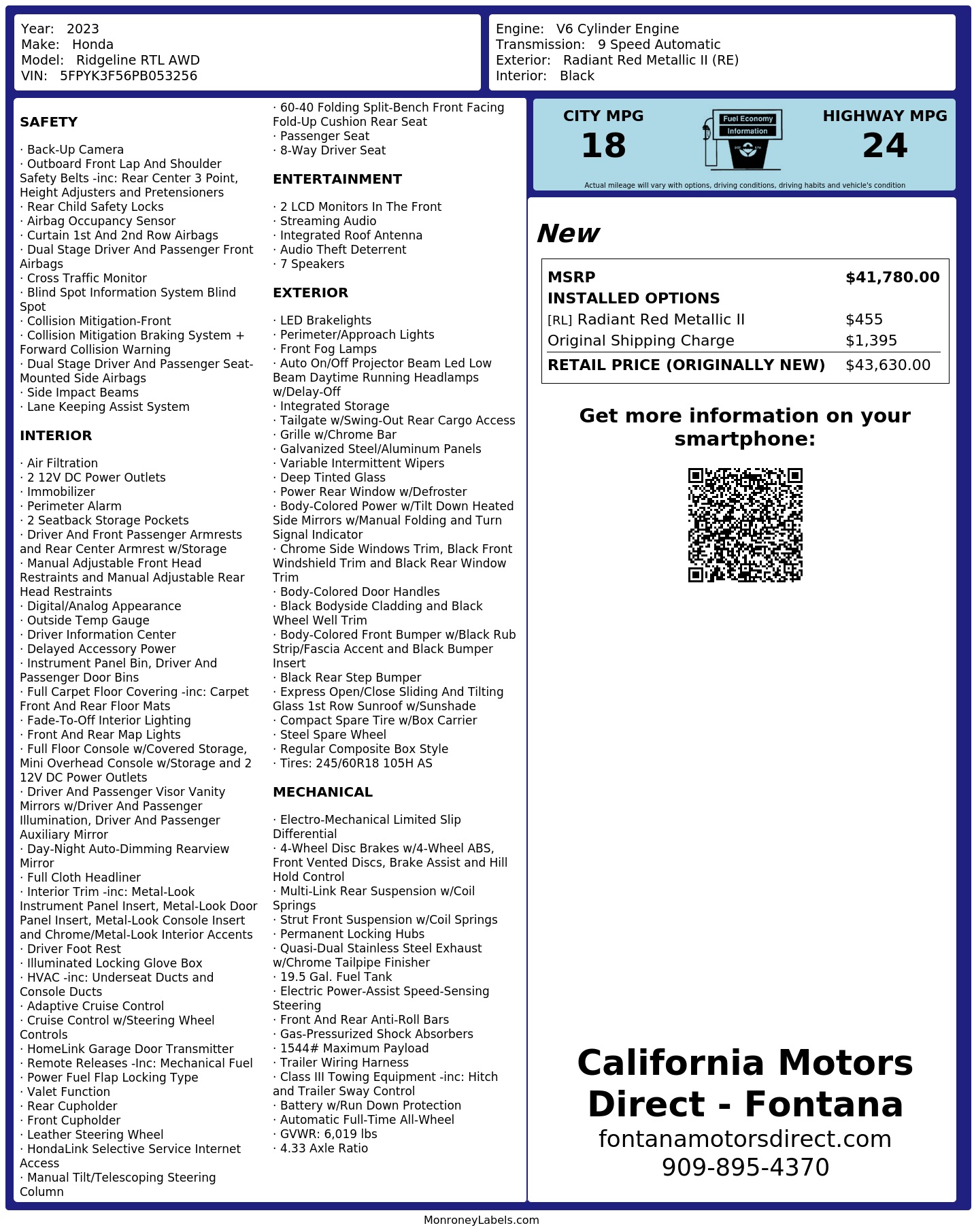 Monroney Label