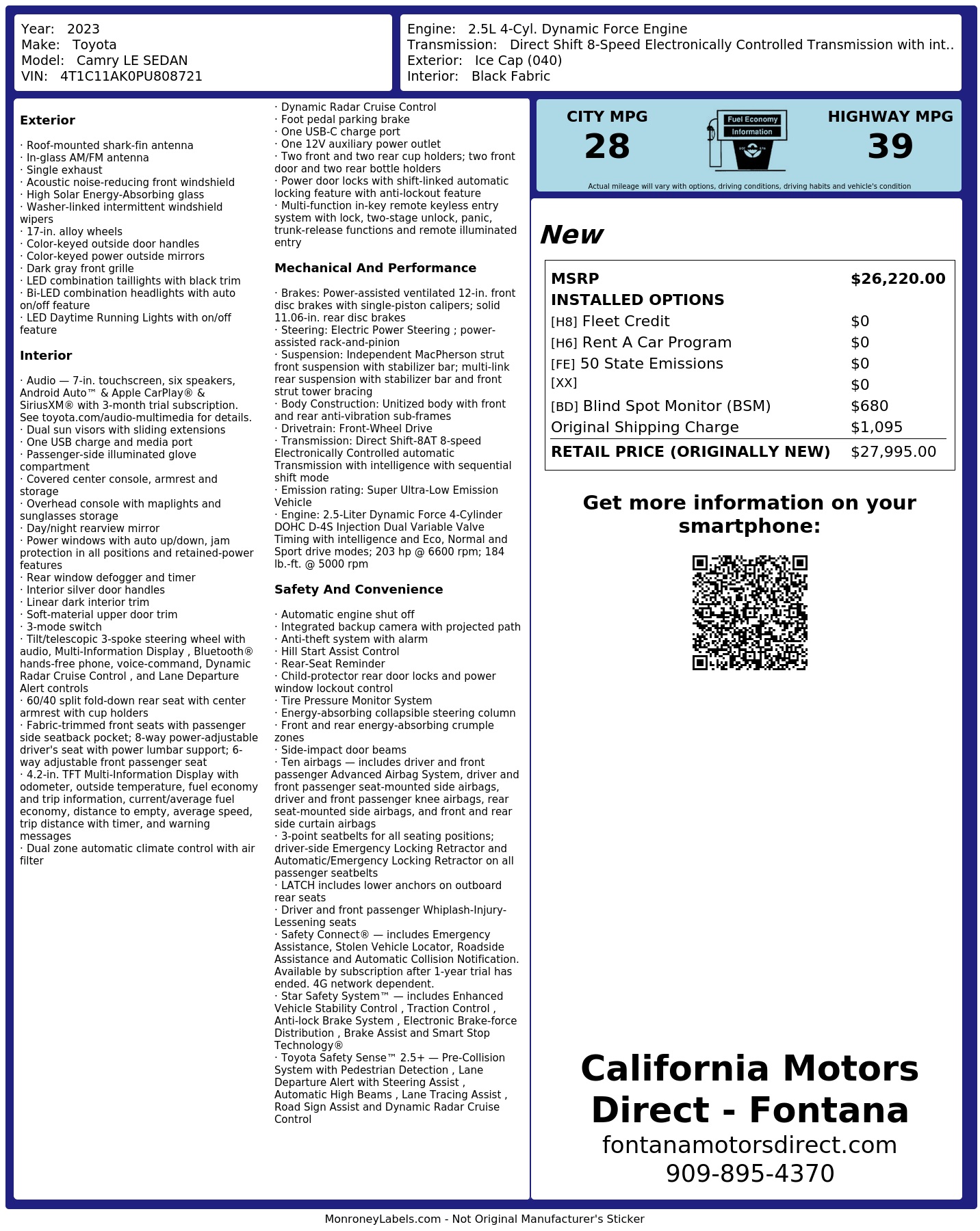 Monroney Label