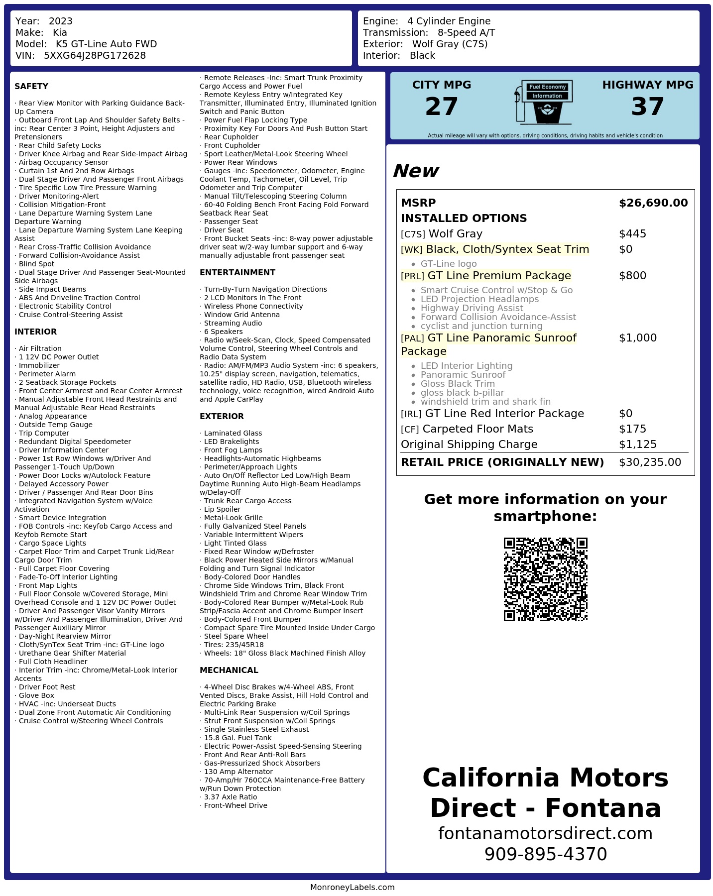 Monroney Label