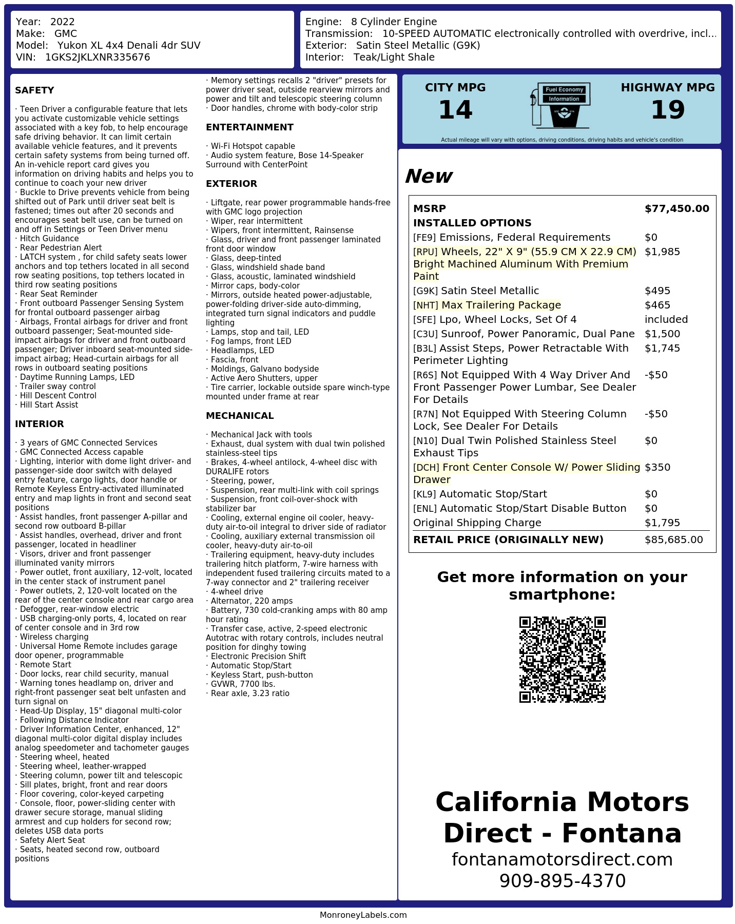Monroney Label