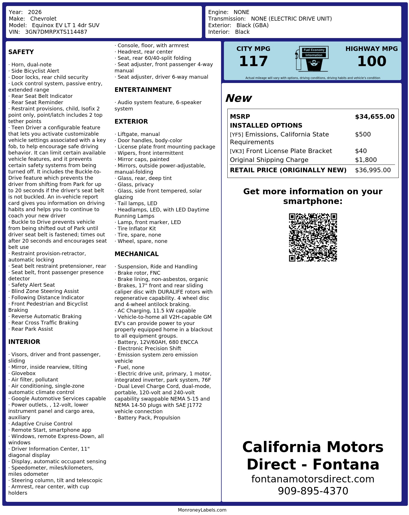 Monroney Label