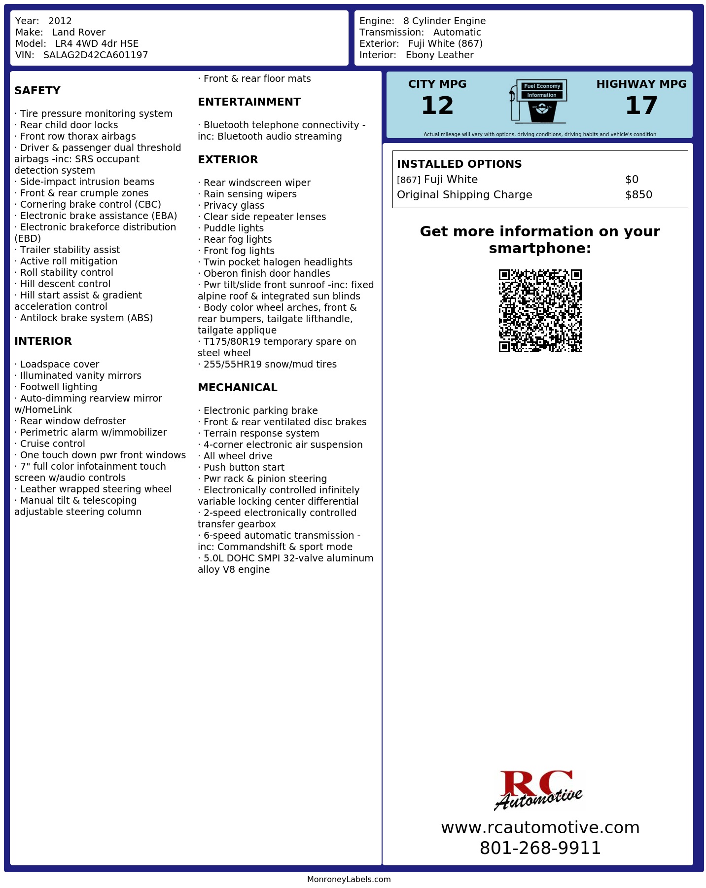 Monroney Label