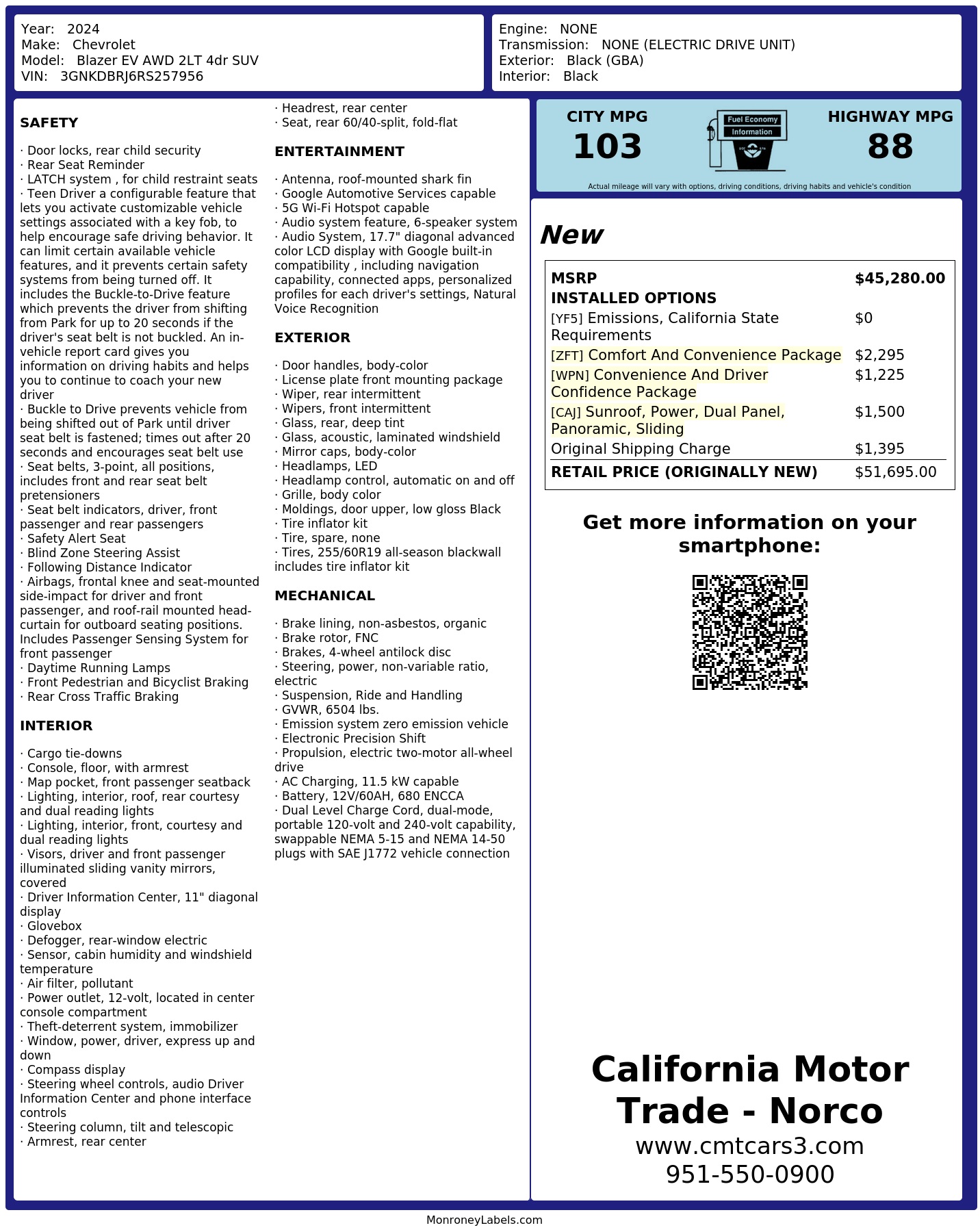 Monroney Label
