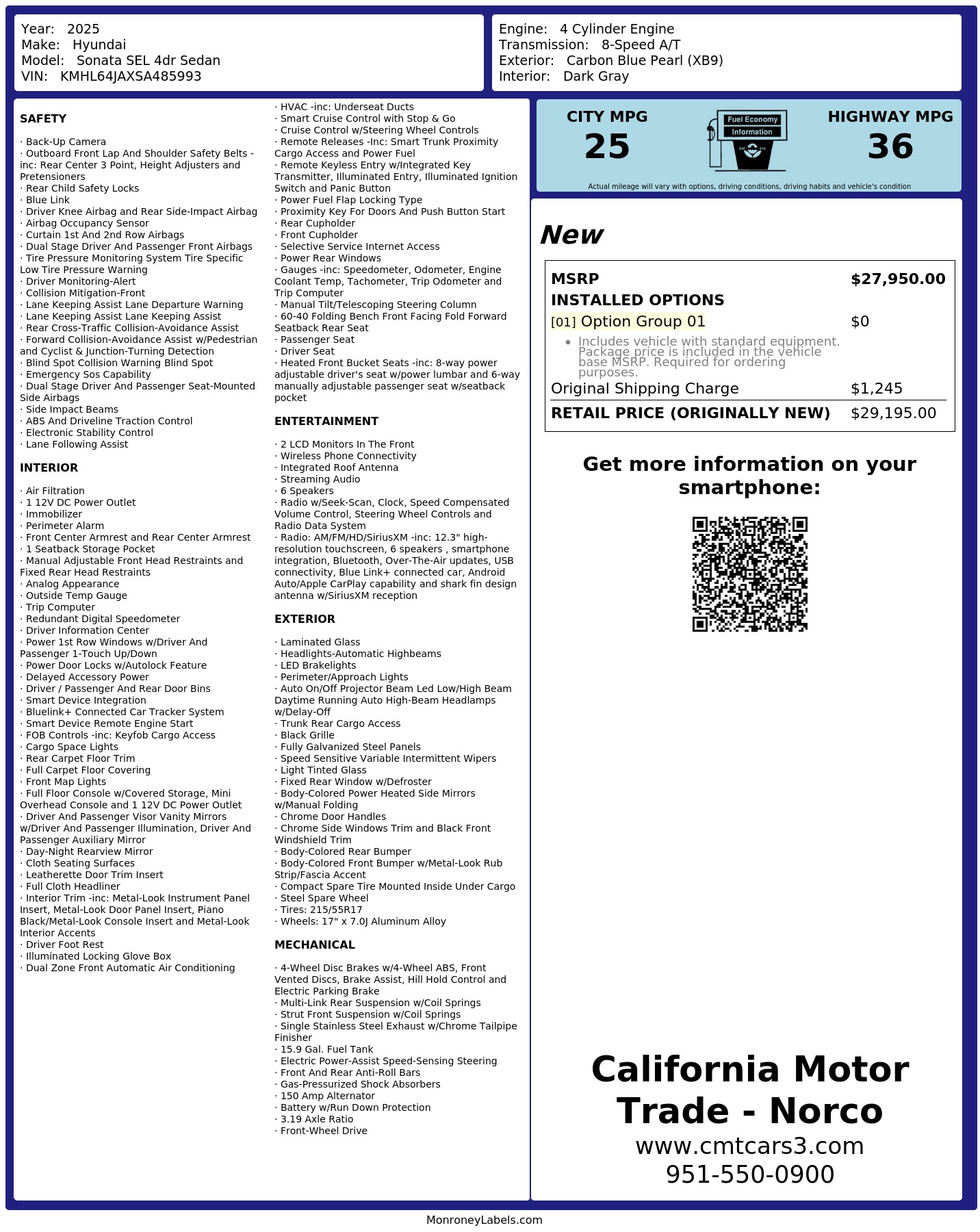 Monroney Label