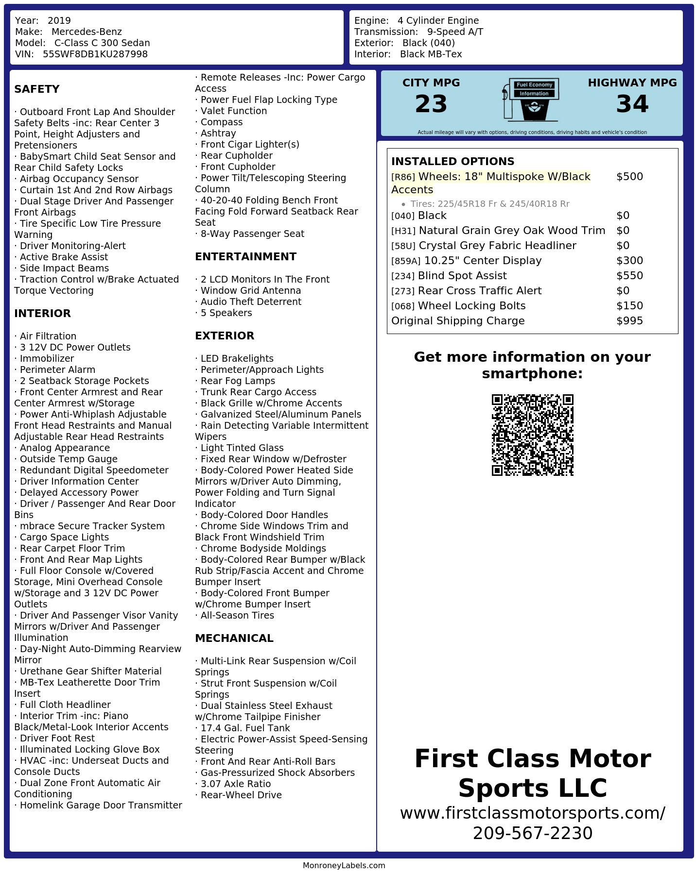 Monroney Label