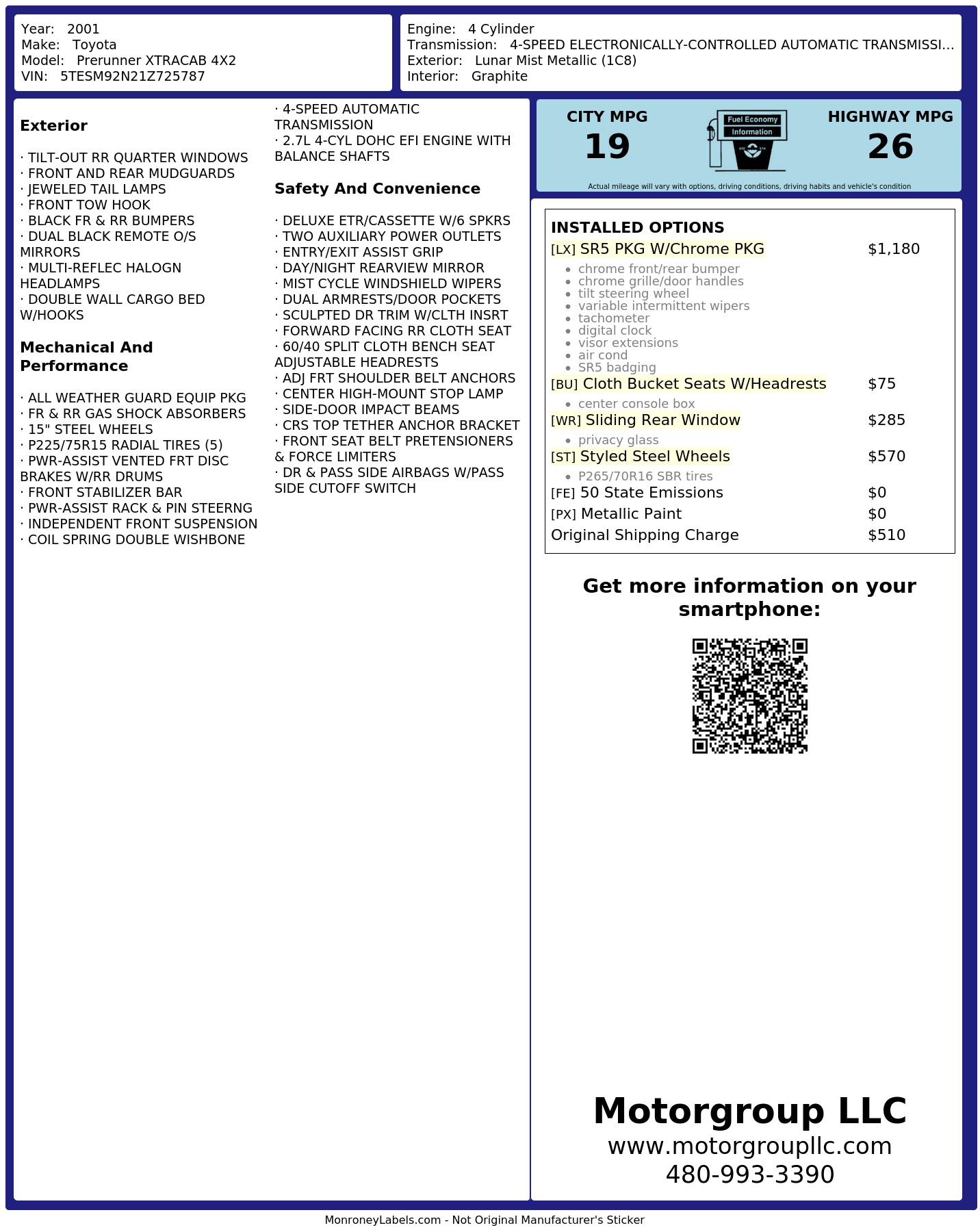 Monroney Label