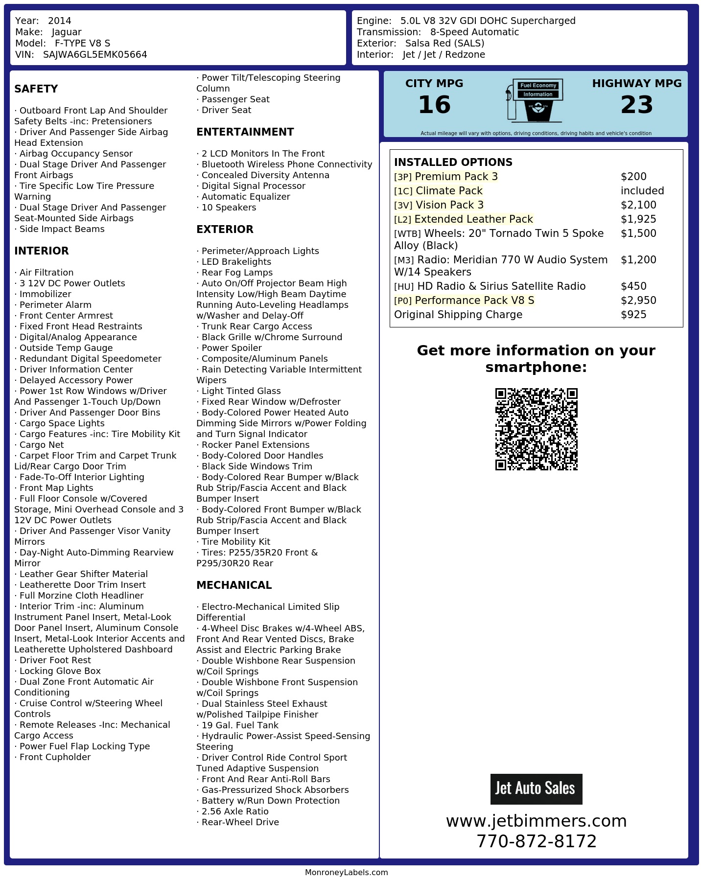 Monroney Label