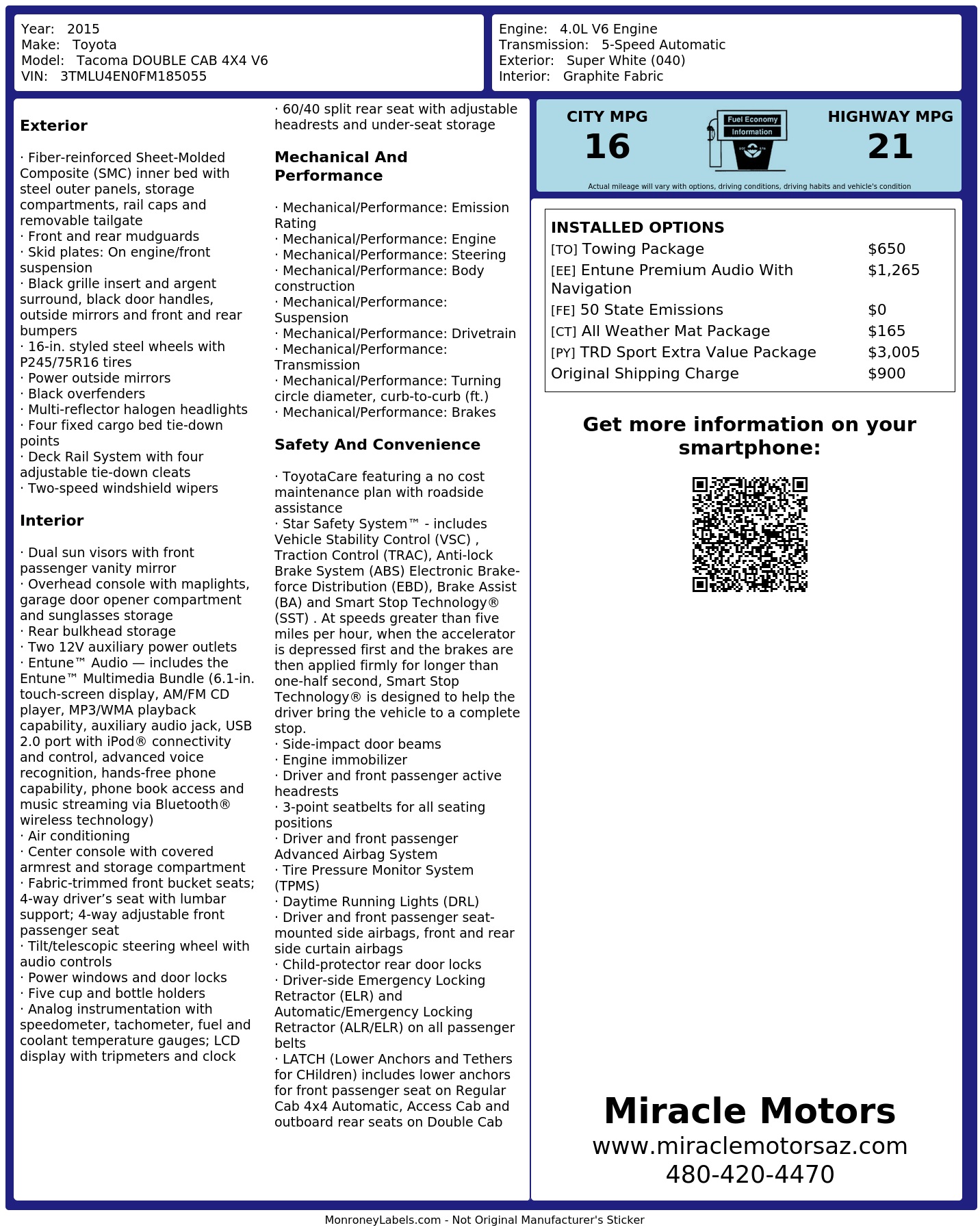 Monroney Label
