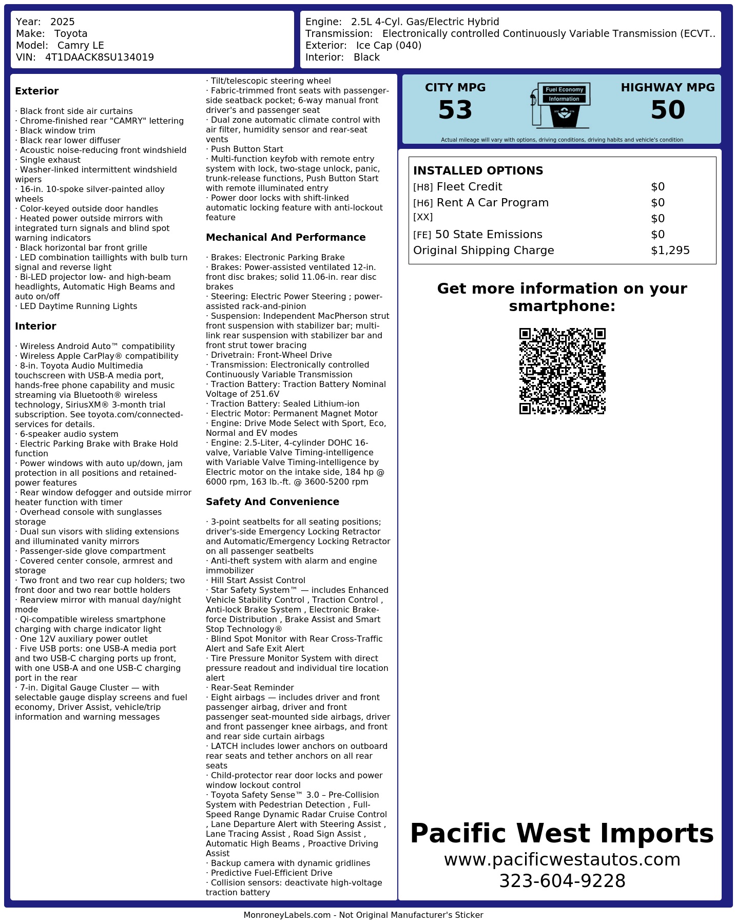Monroney Label