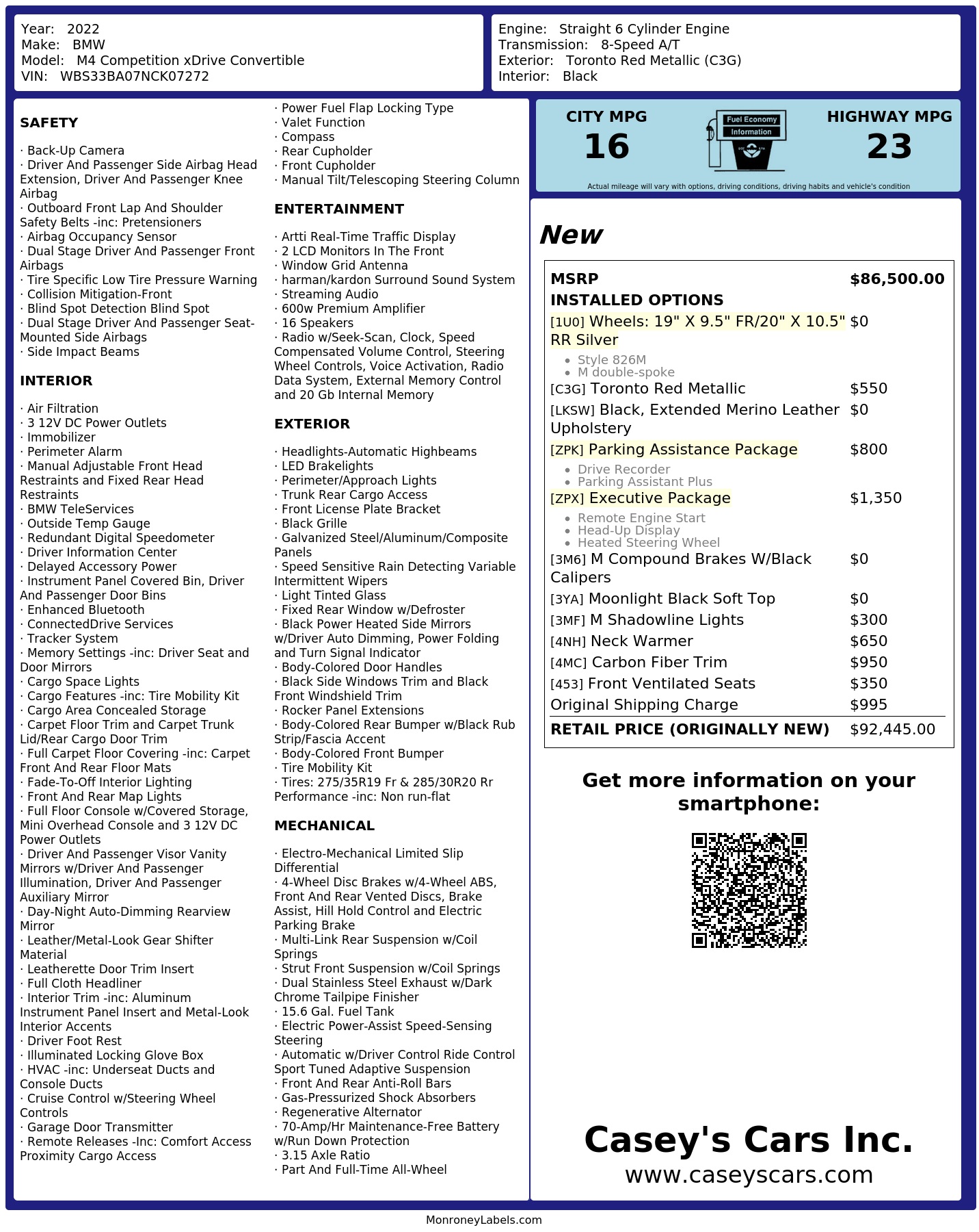 Monroney Label