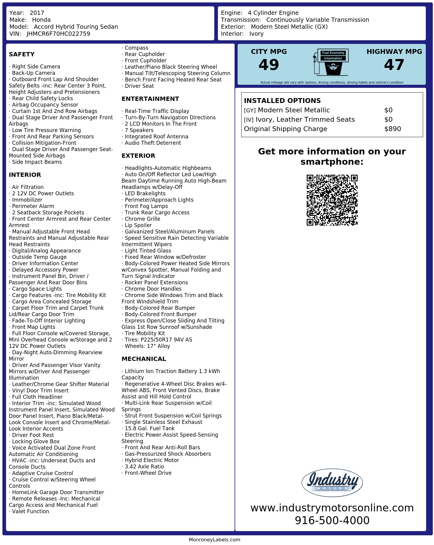 Monroney Label