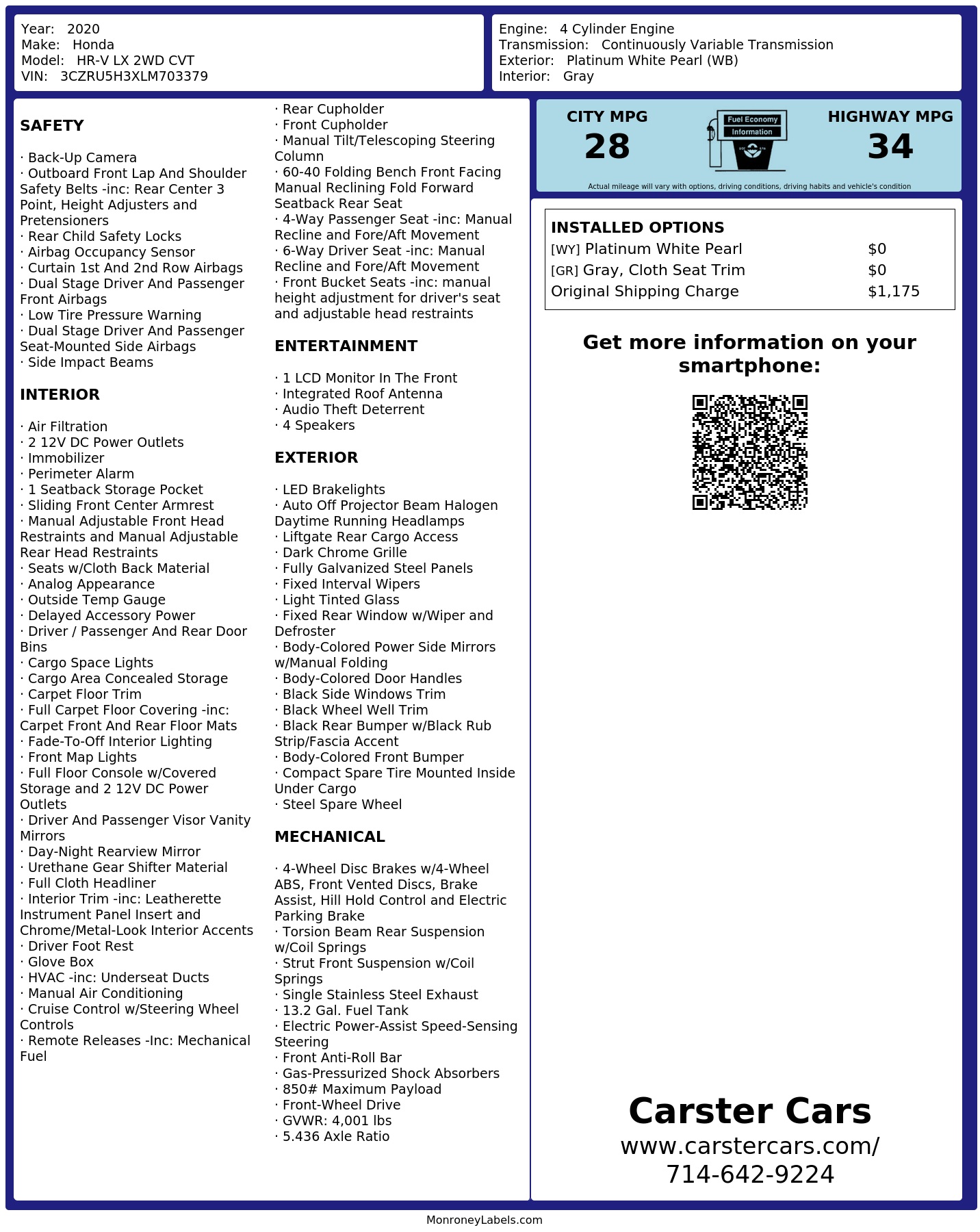 Monroney Label
