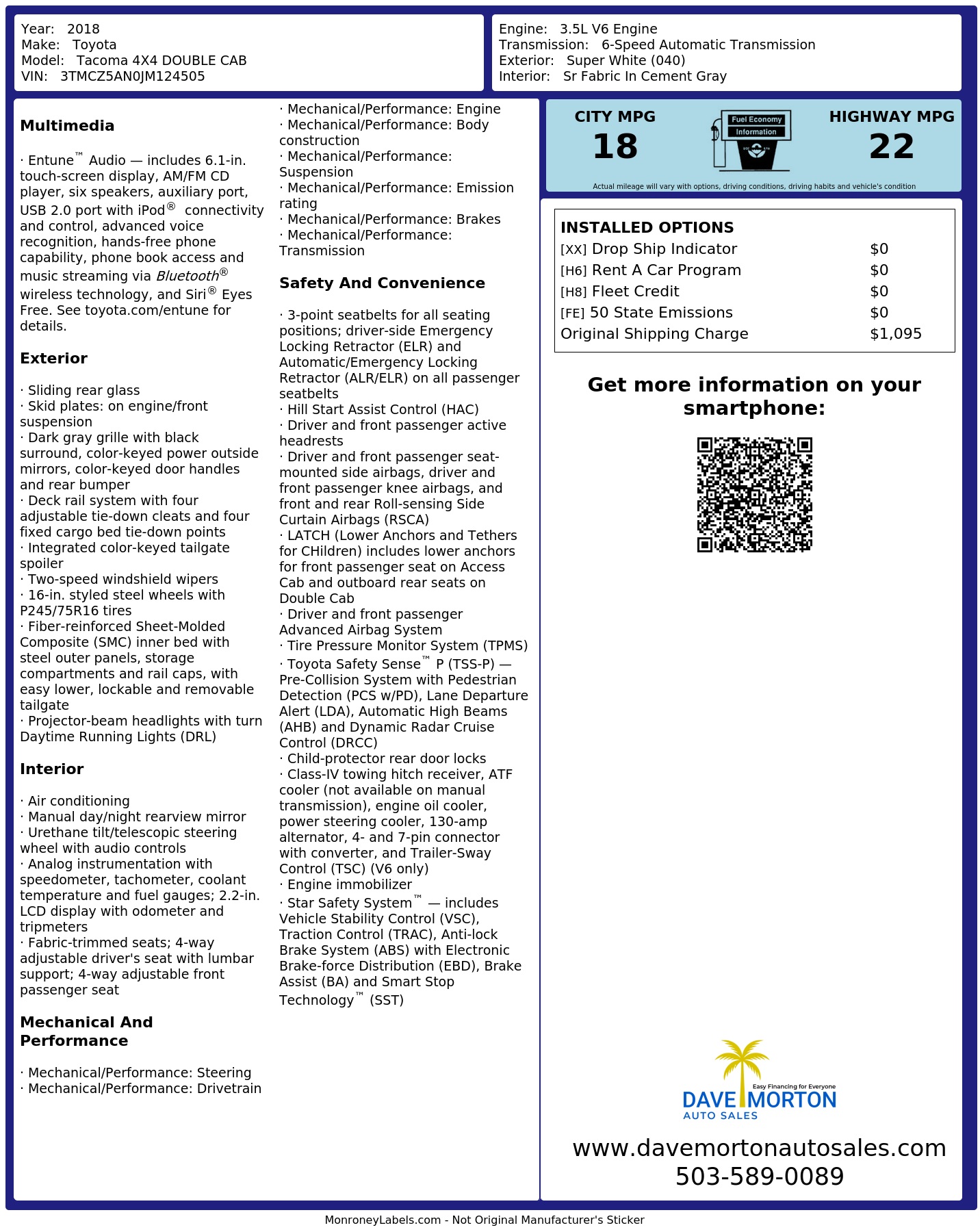 Monroney Label