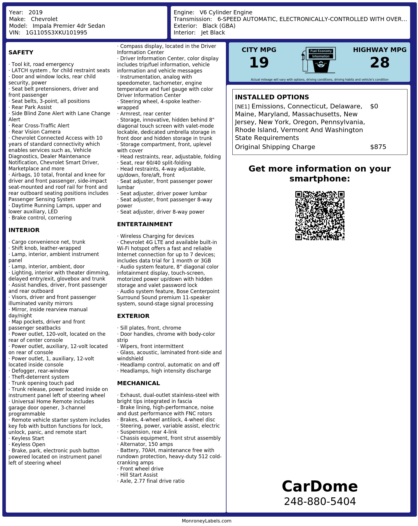 Monroney Label