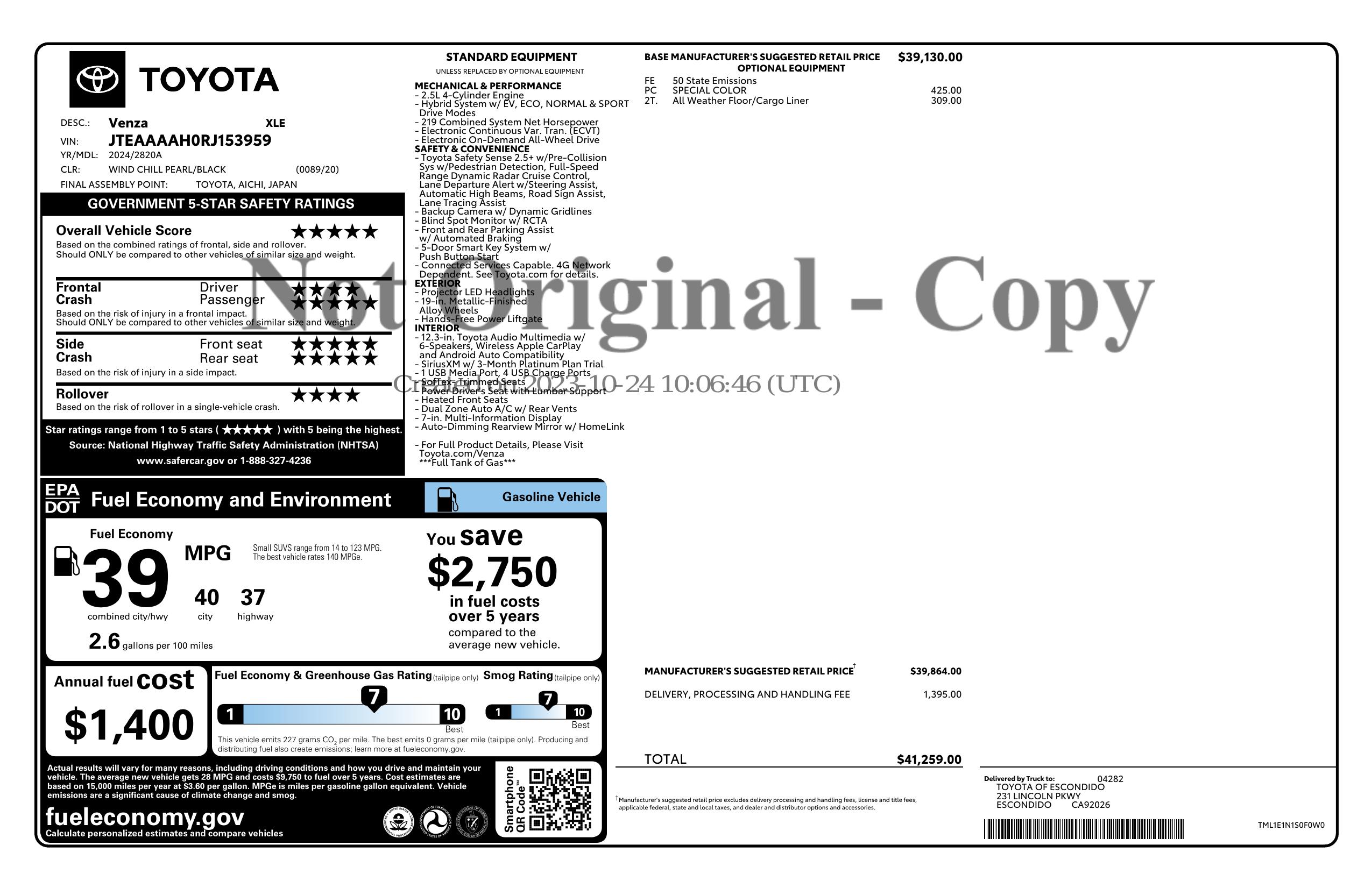 Monroney Label