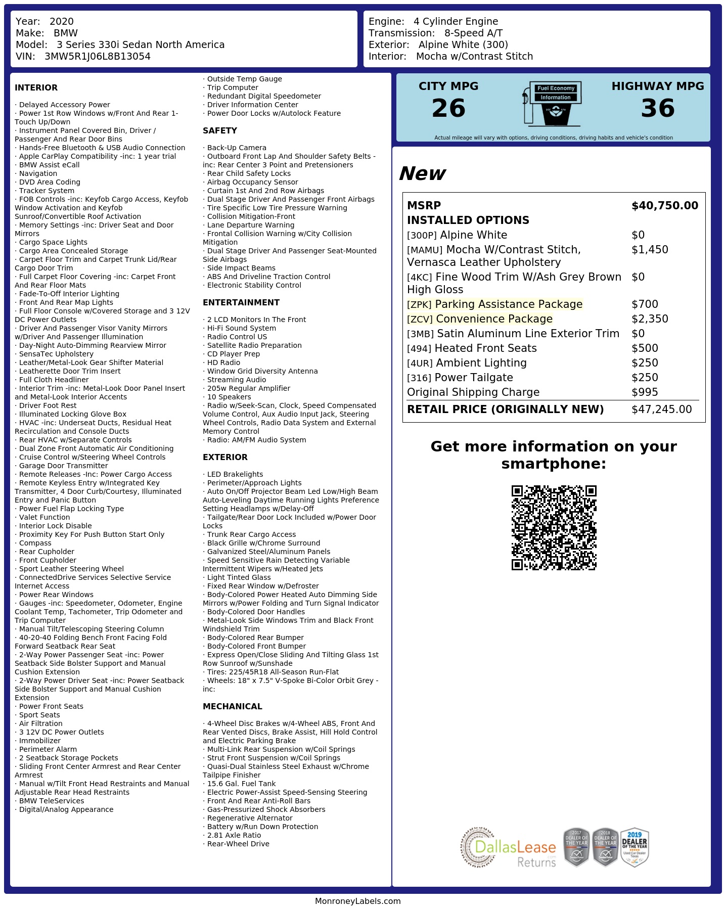 Monroney Label