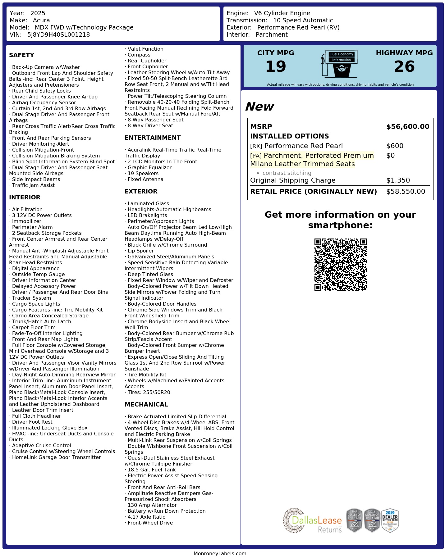 Monroney Label