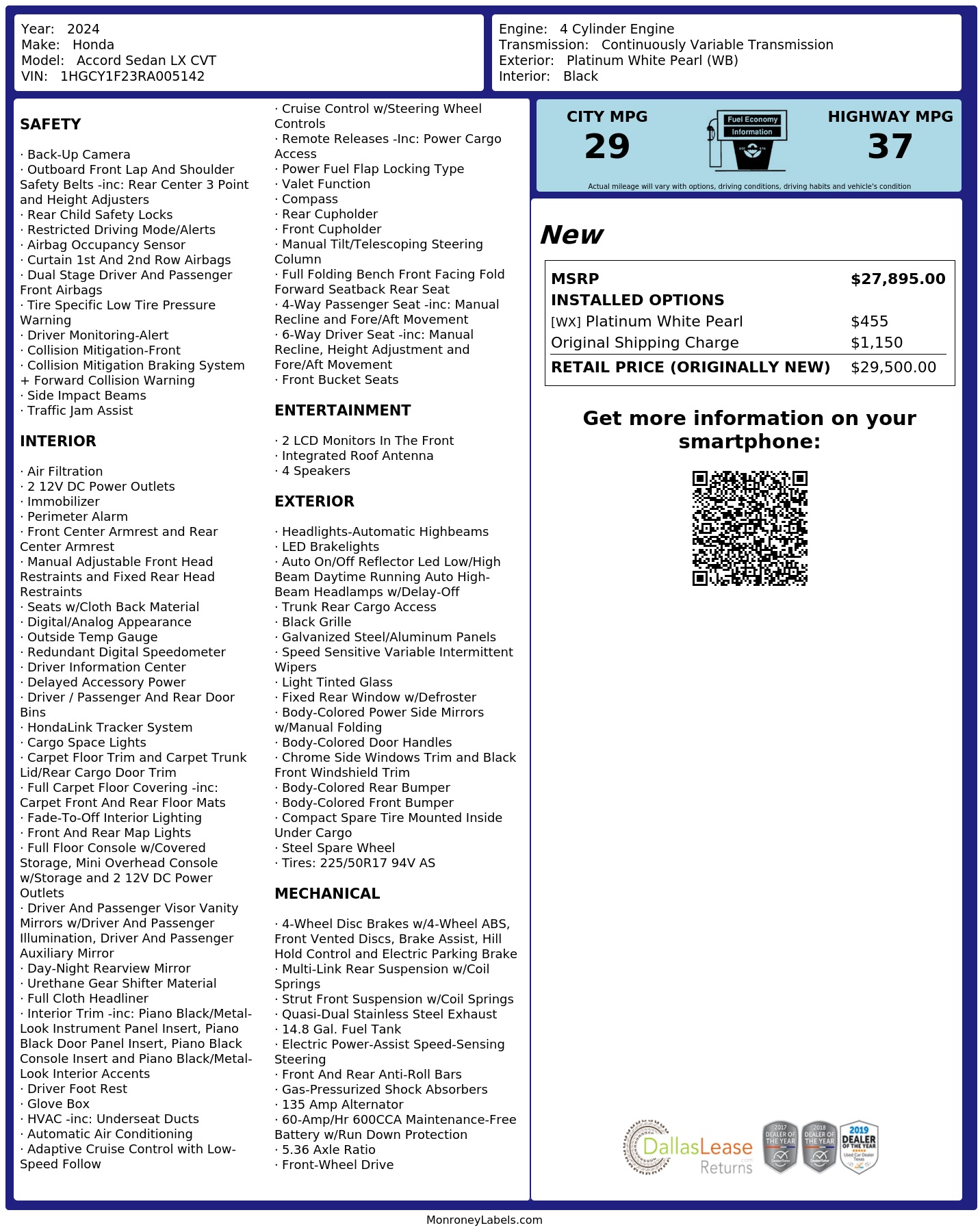 Monroney Label