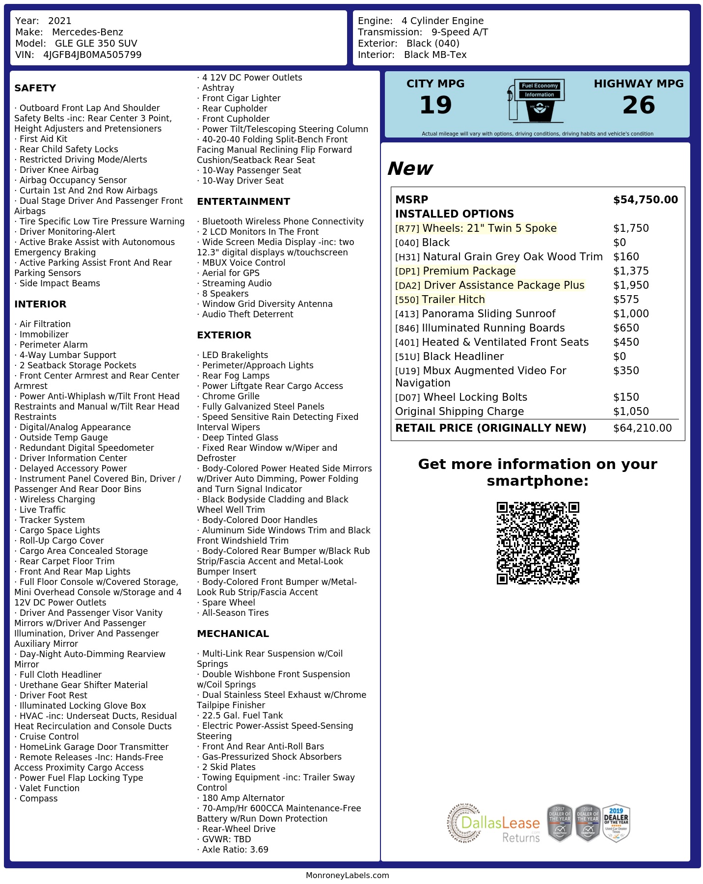 Monroney Label
