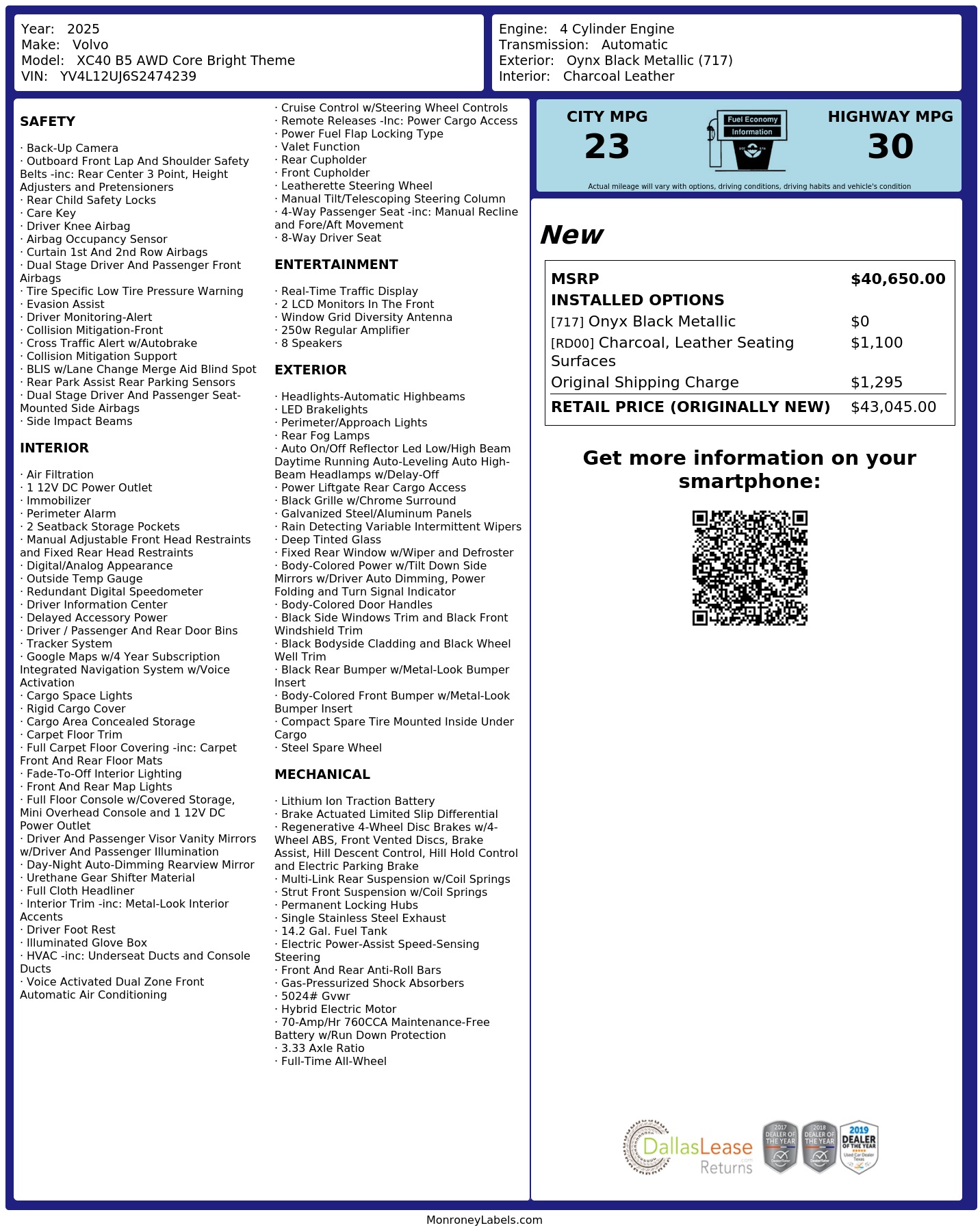 Monroney Label