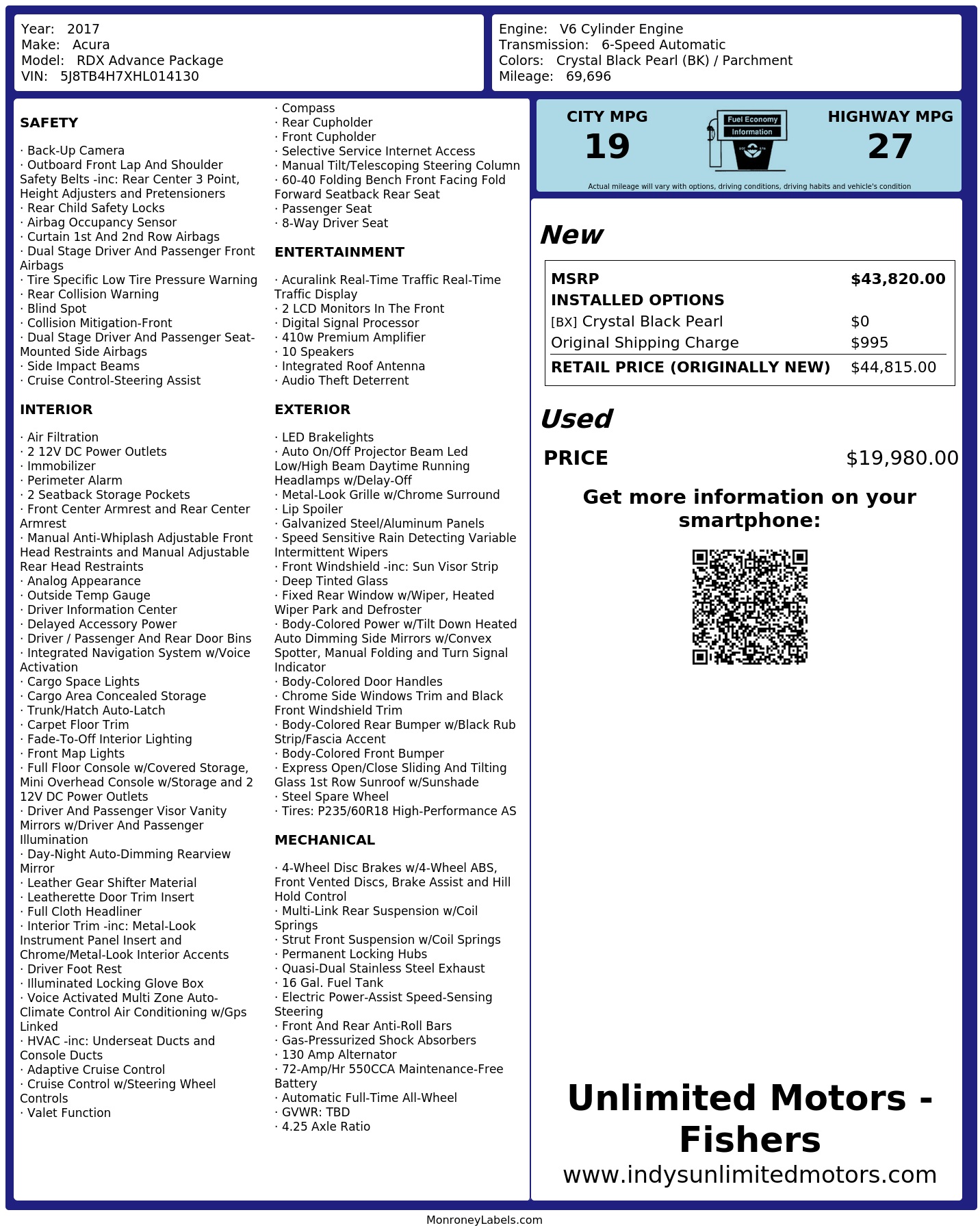 Monroney Label