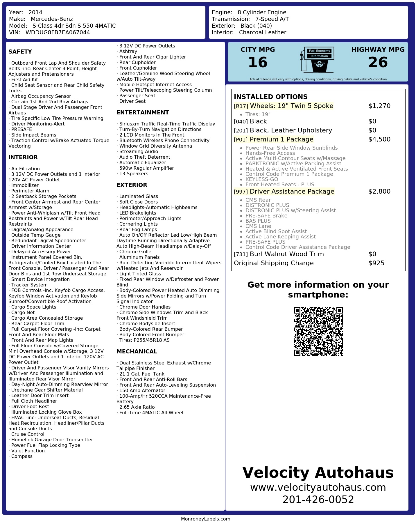 Monroney Label