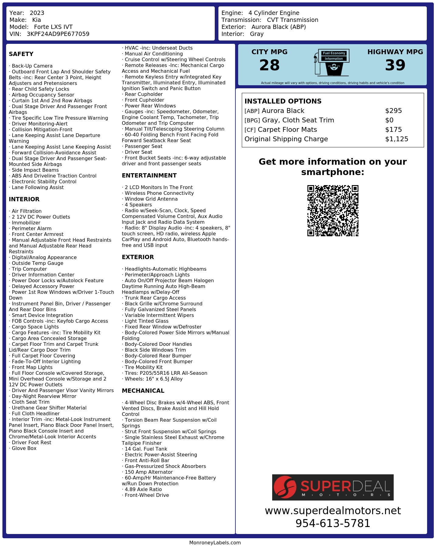 Monroney Label
