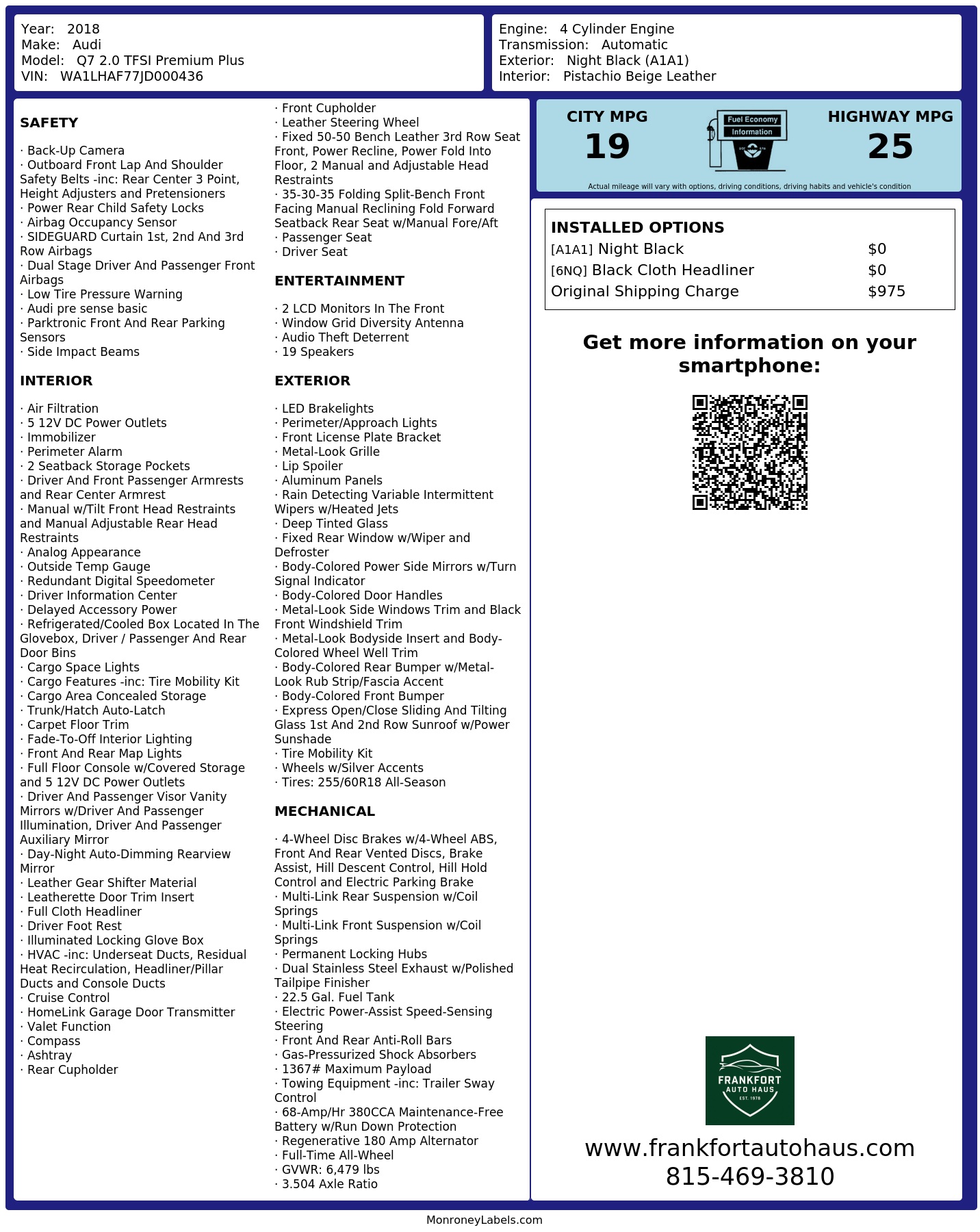 Monroney Label