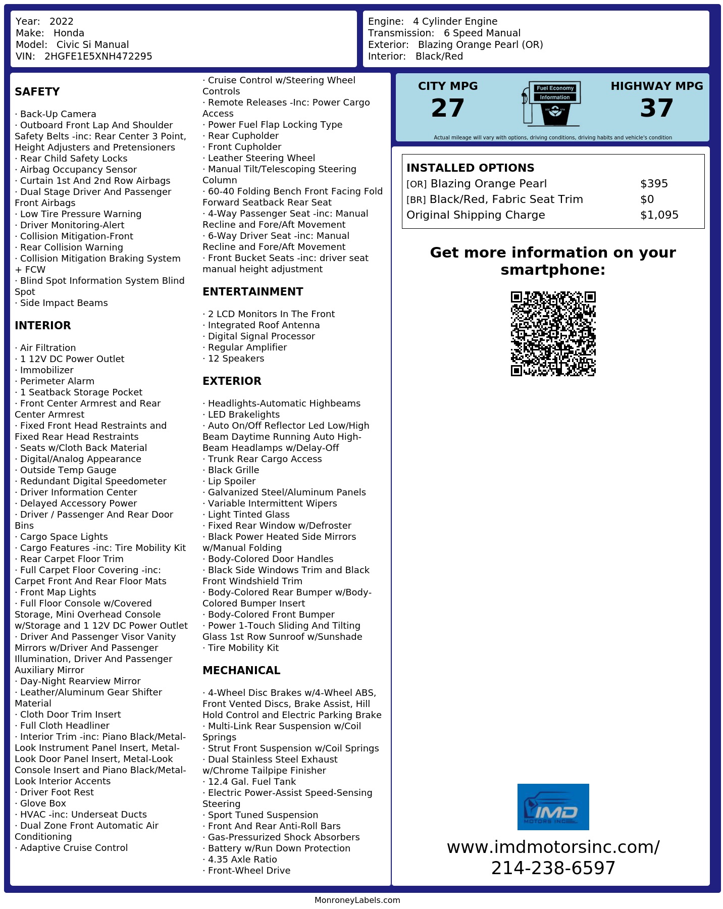 Monroney Label