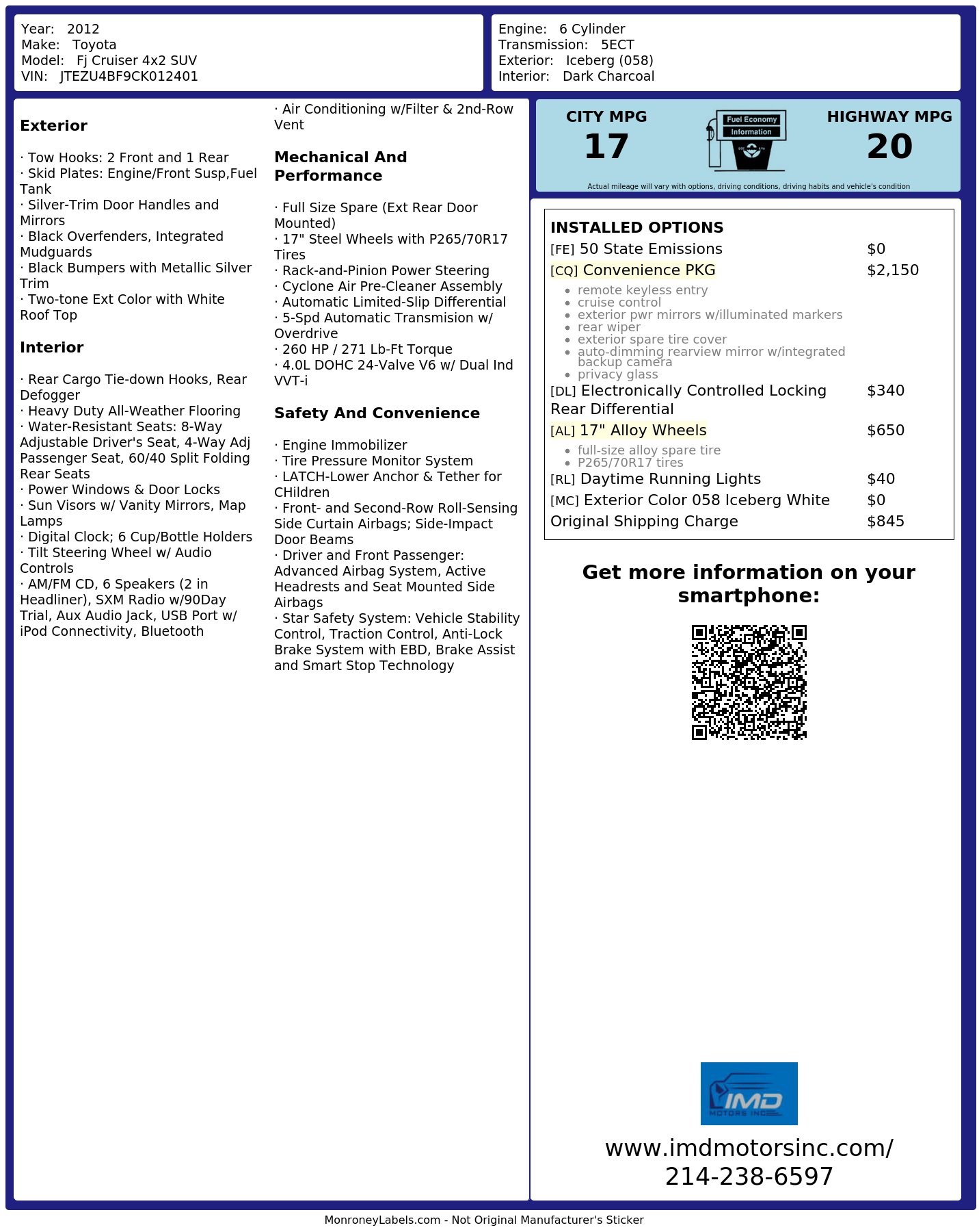 Monroney Label