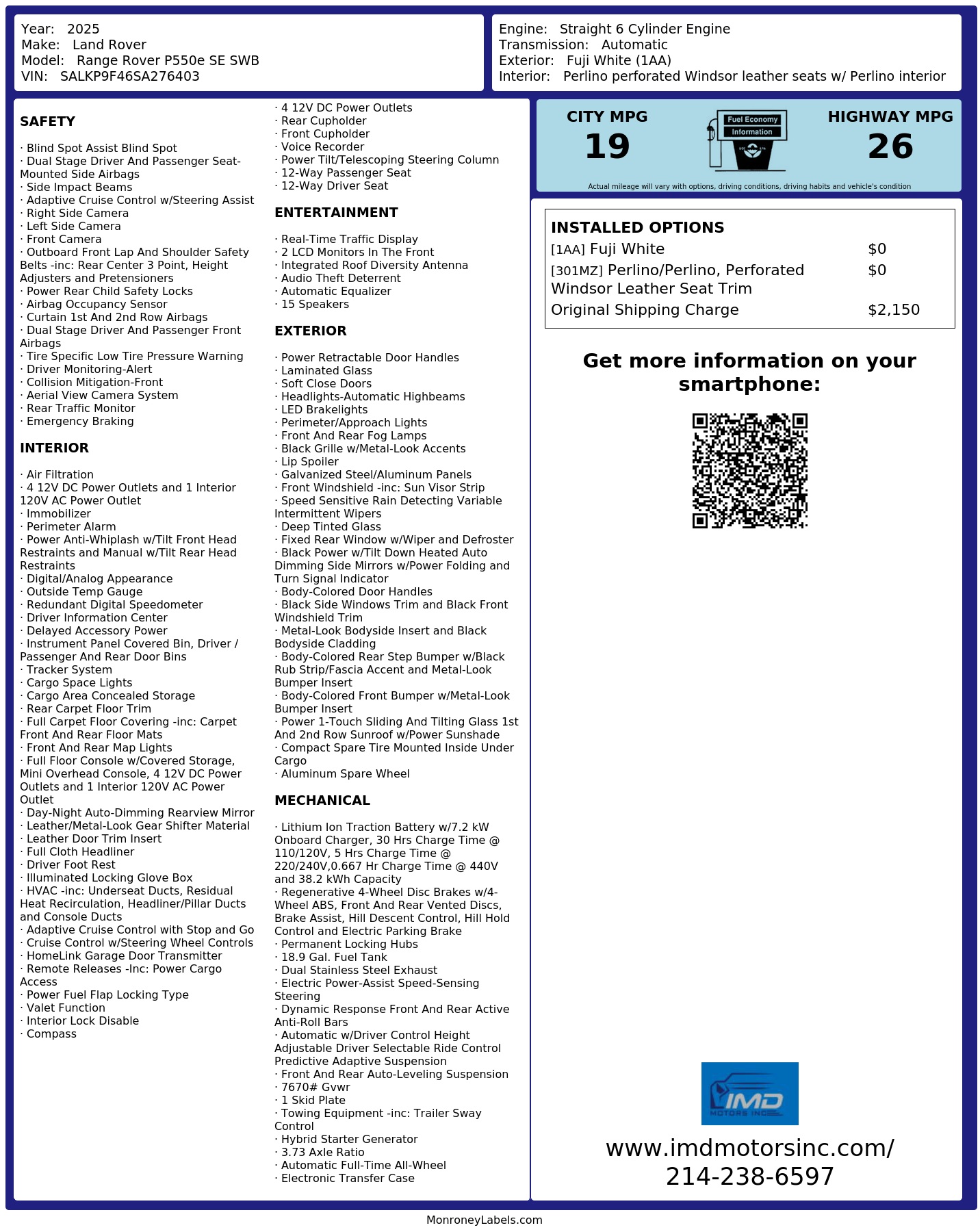 Monroney Label