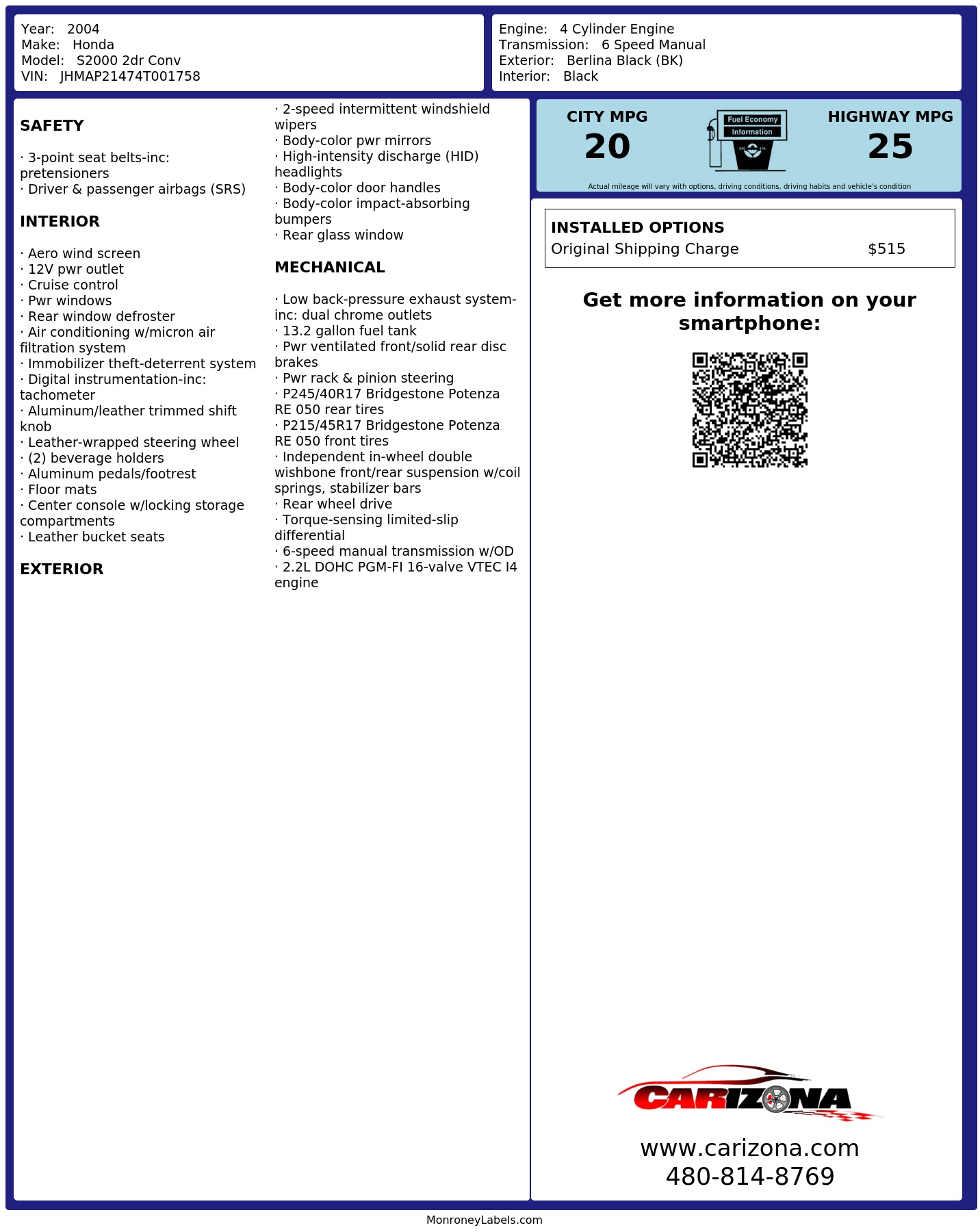 Monroney Label