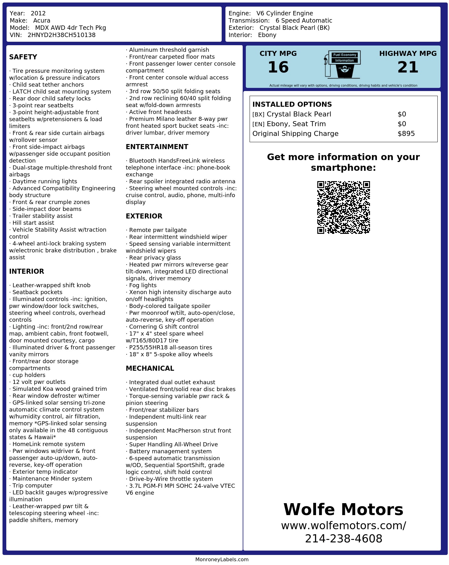 Monroney Label
