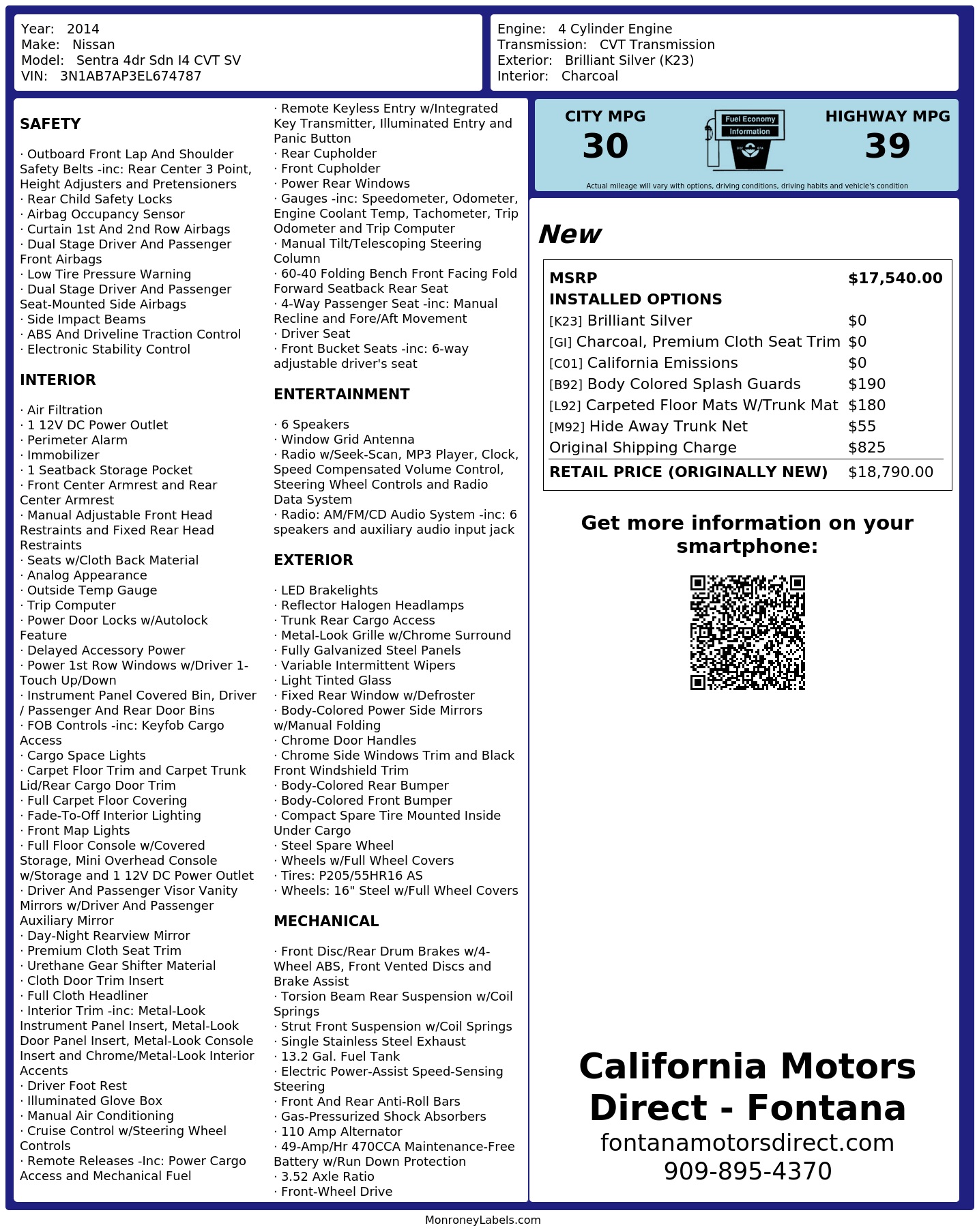 Monroney Label