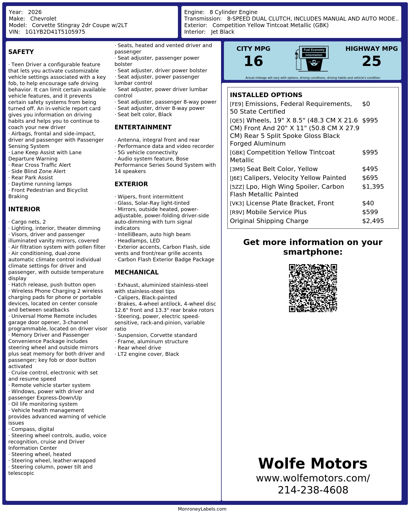 Monroney Label