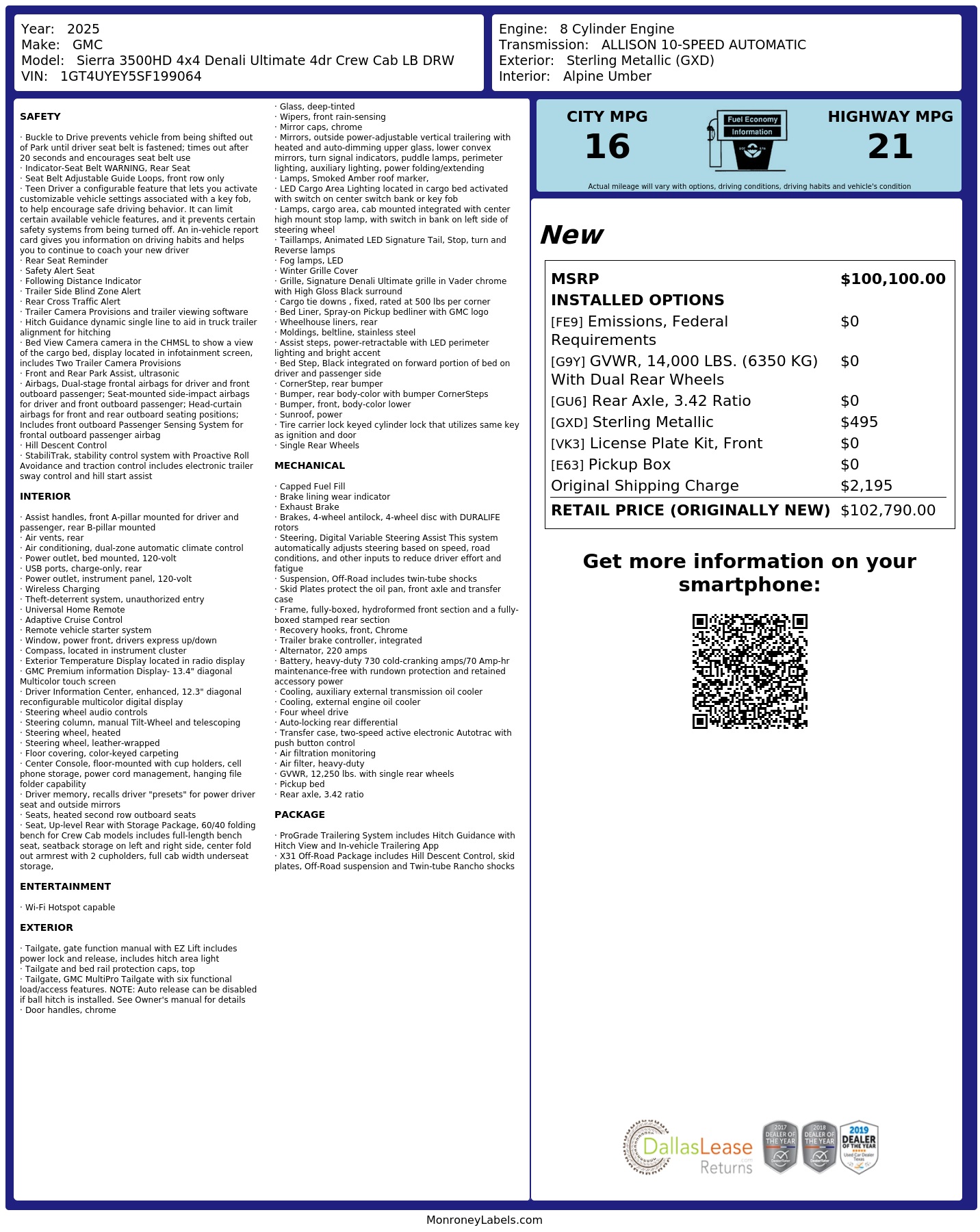 Monroney Label