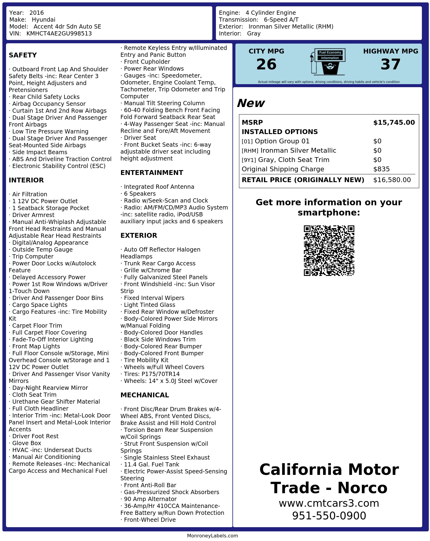 Monroney Label