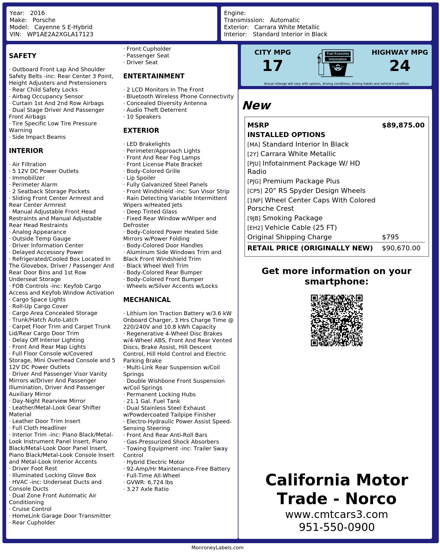 Monroney Label