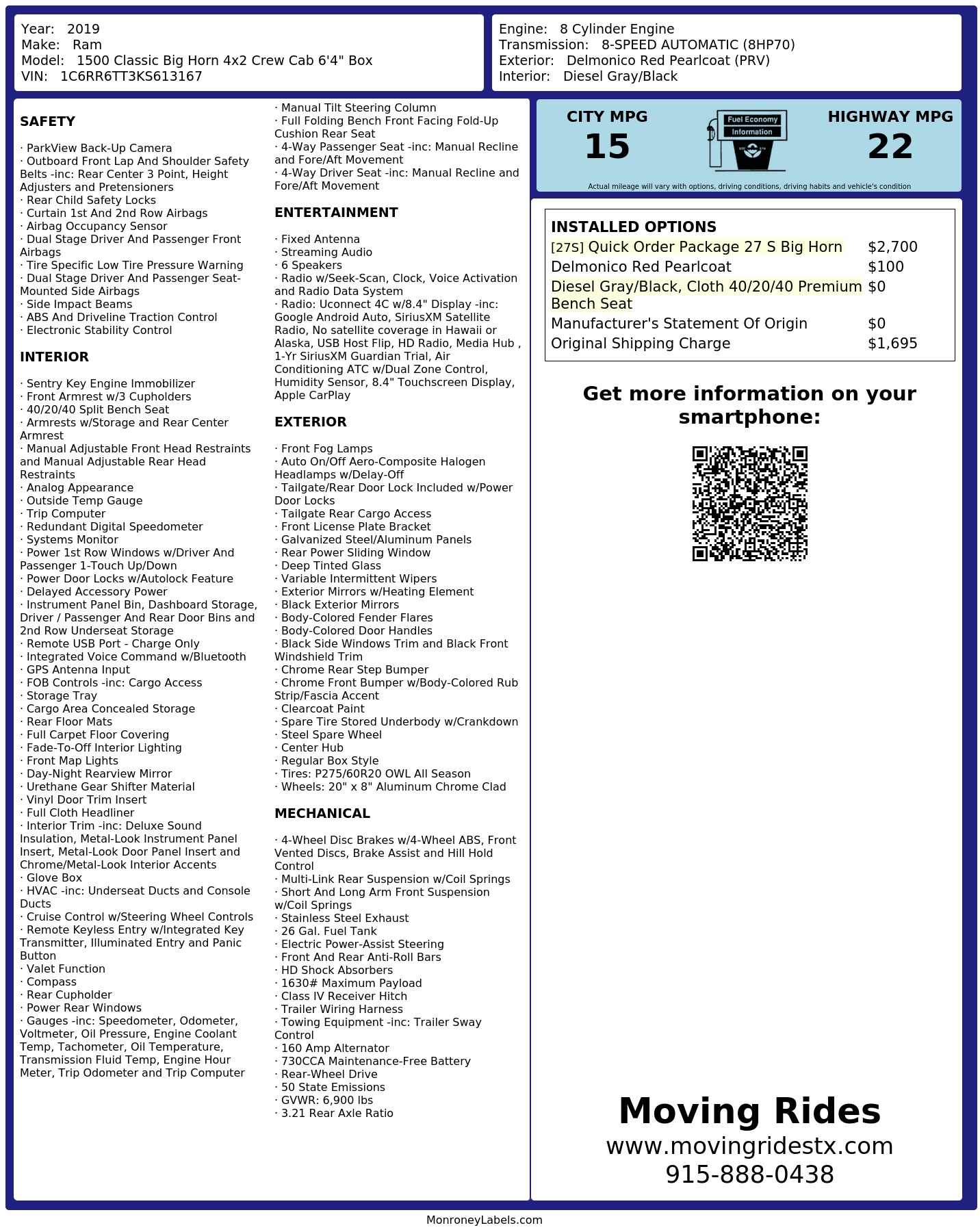 Monroney Label