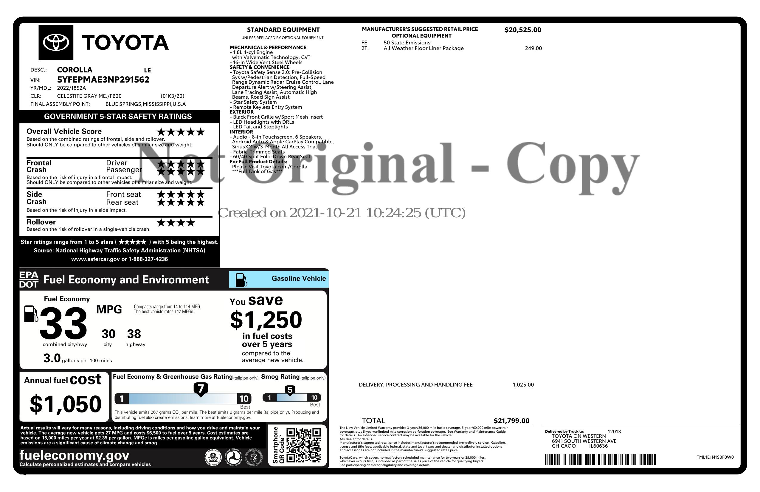 Monroney Label