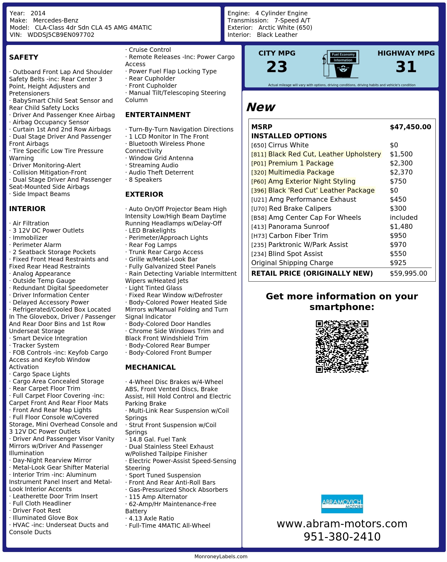 Monroney Label