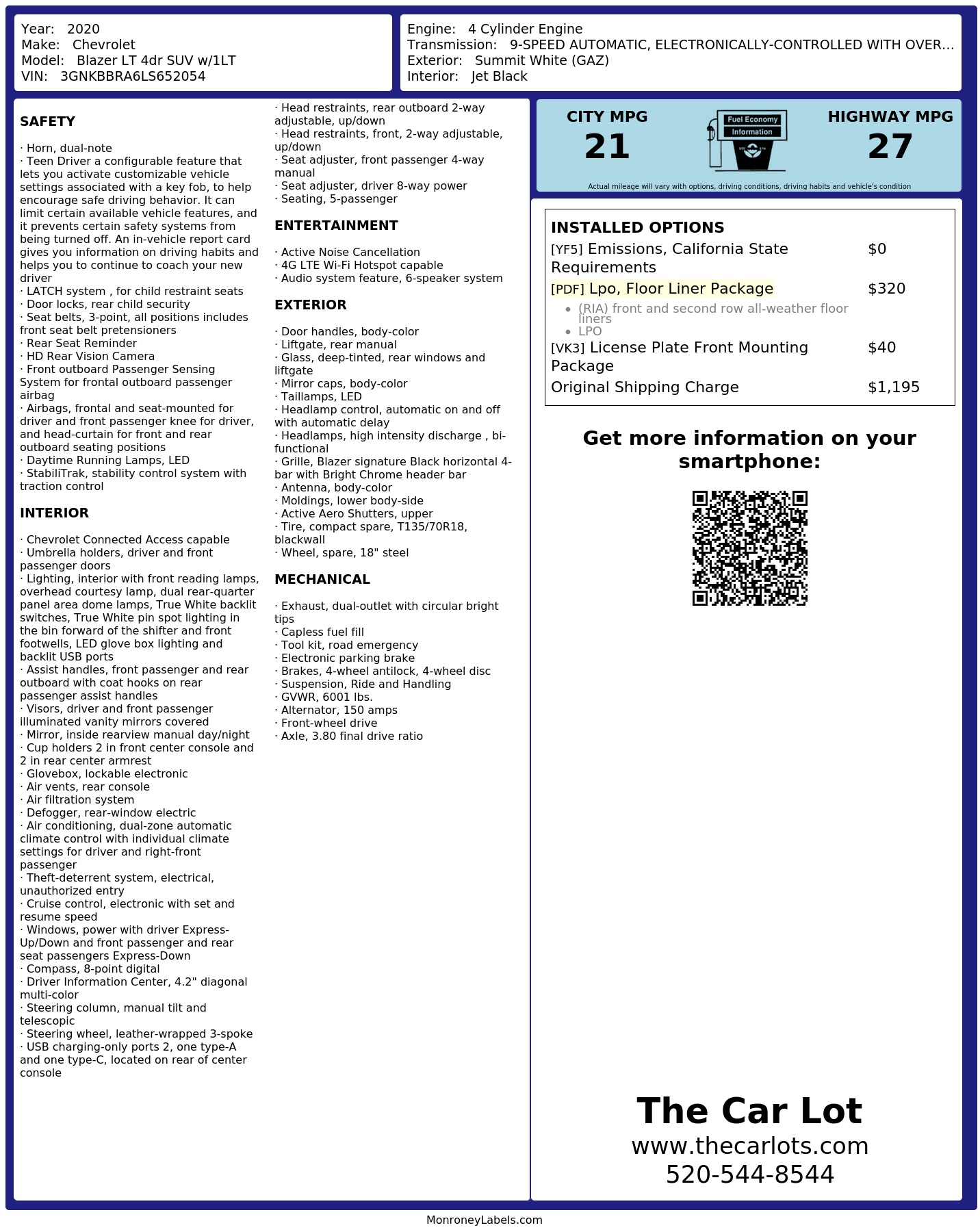 Monroney Label