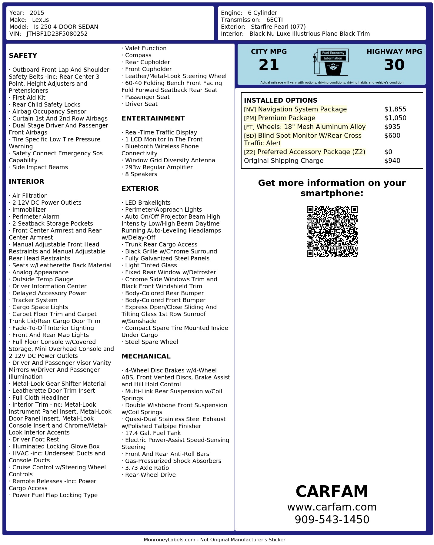 Monroney Label