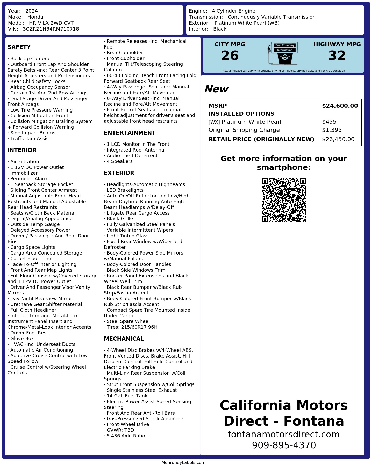 Monroney Label