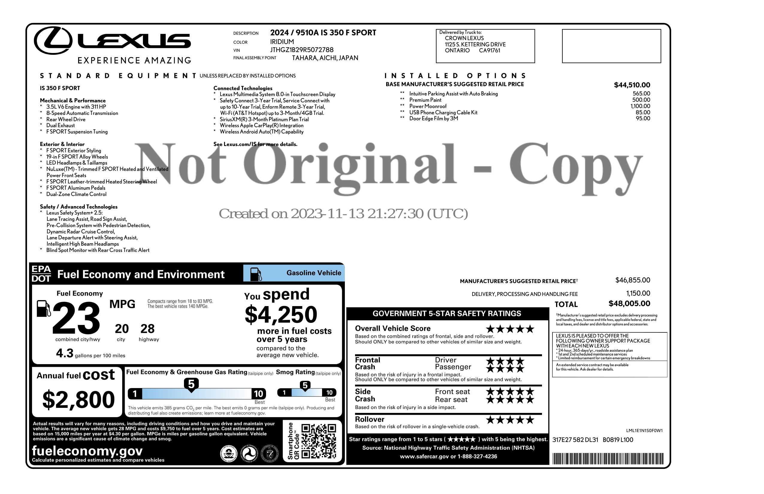 Monroney Label