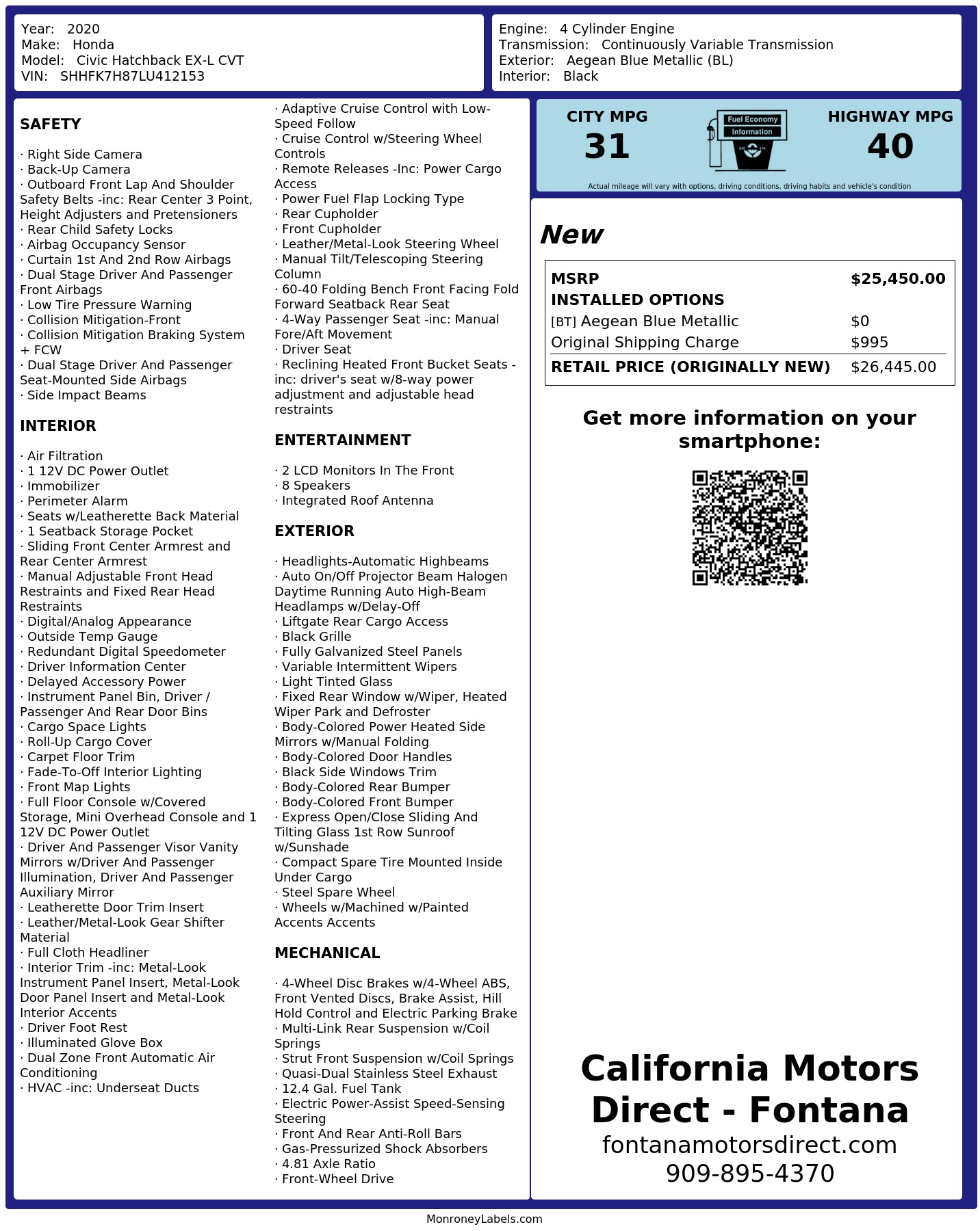 Monroney Label