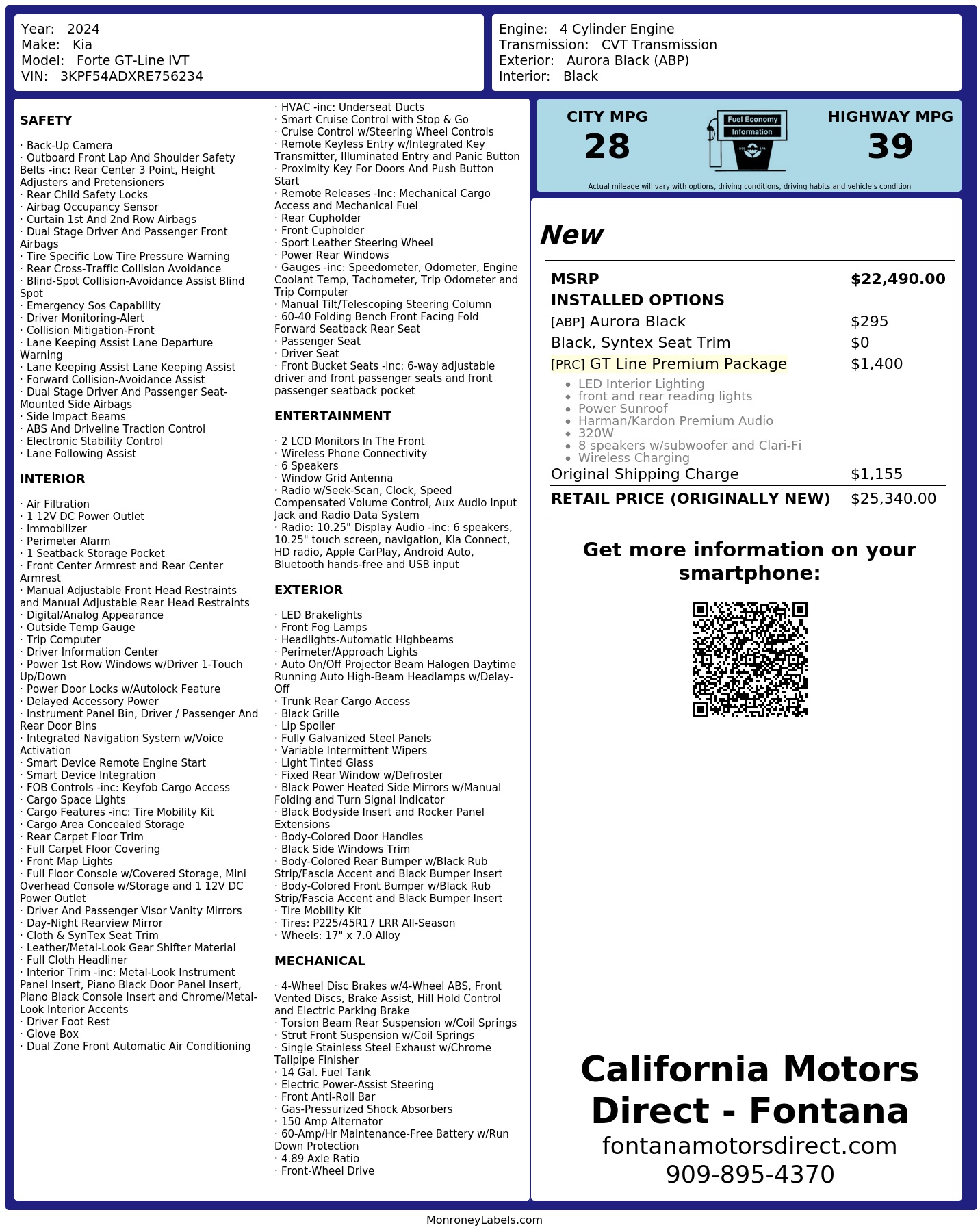 Monroney Label
