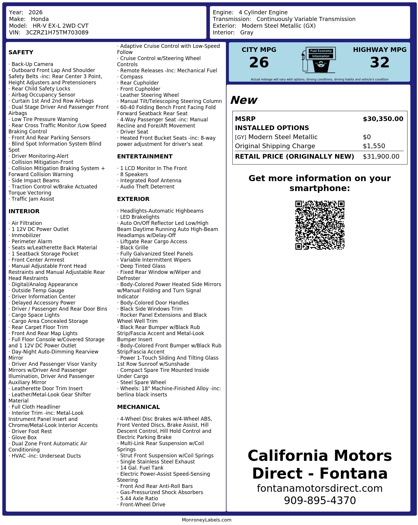 Monroney Label