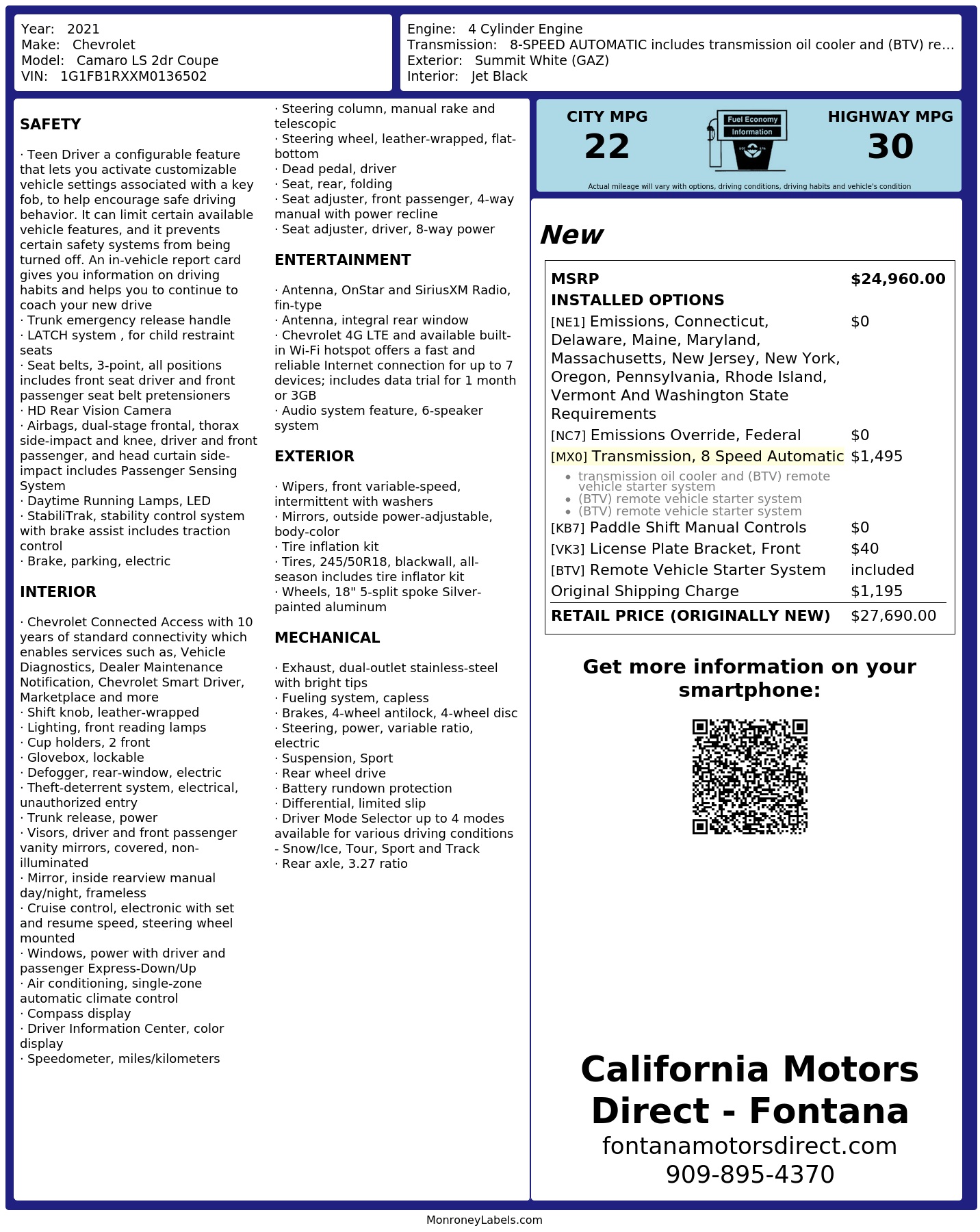 Monroney Label